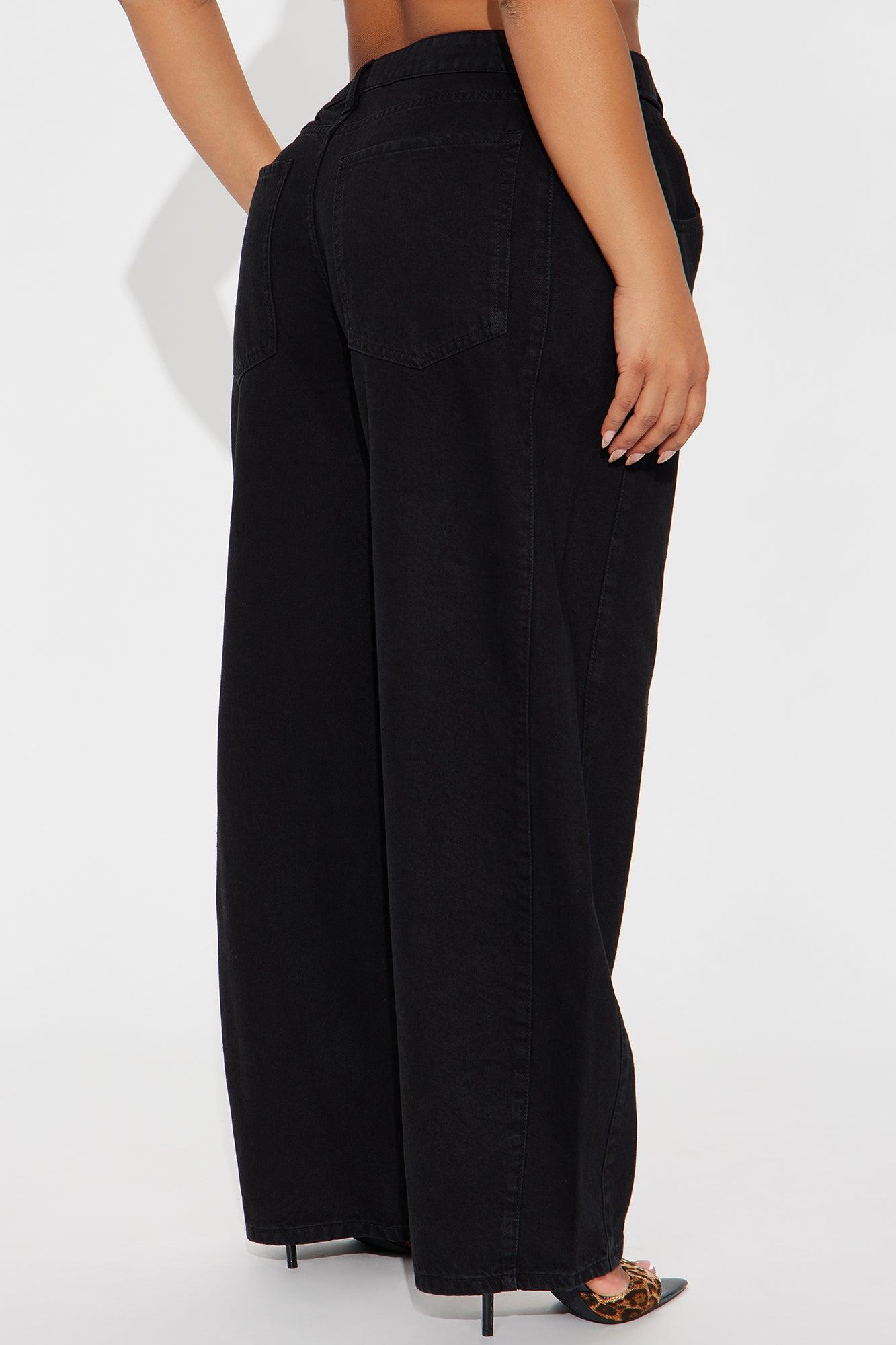 Alexandra Twill Wide Leg Barrel Pant - Black Female Product Image