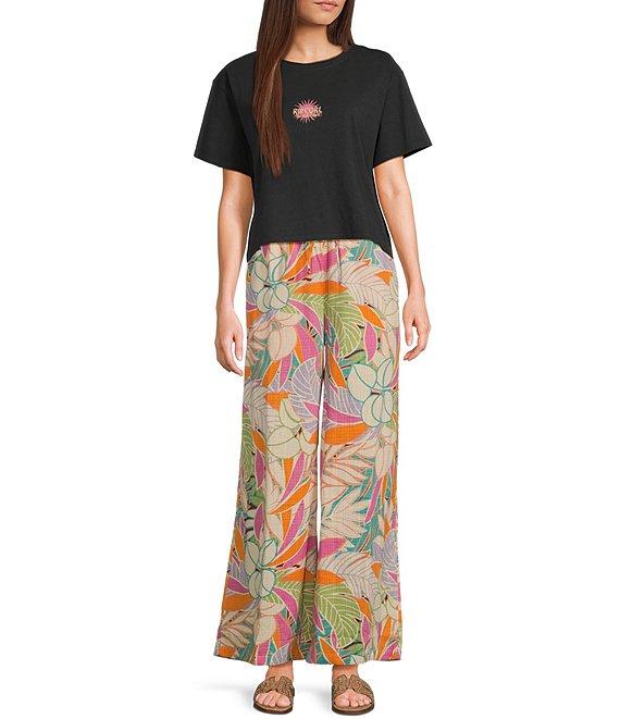 Rip Curl Vadella Tropical Floral Print Wide Leg Pants Product Image