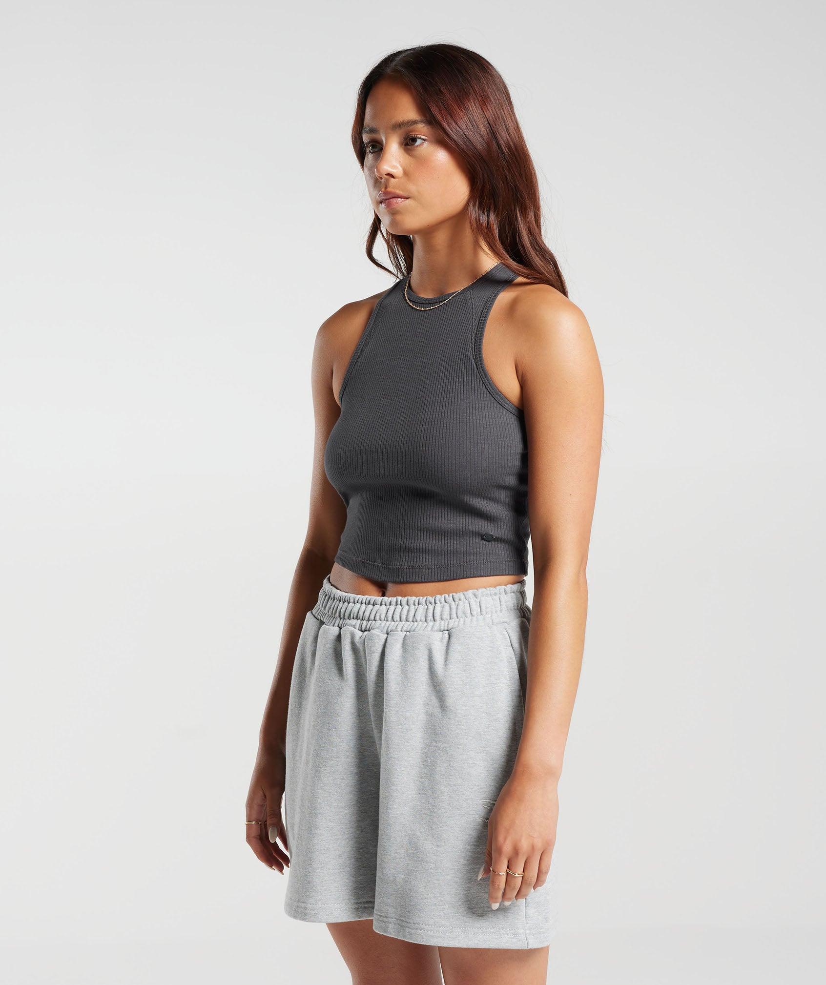 Gymshark Cotton Rib Midi Tank - Onyx Grey Female Product Image