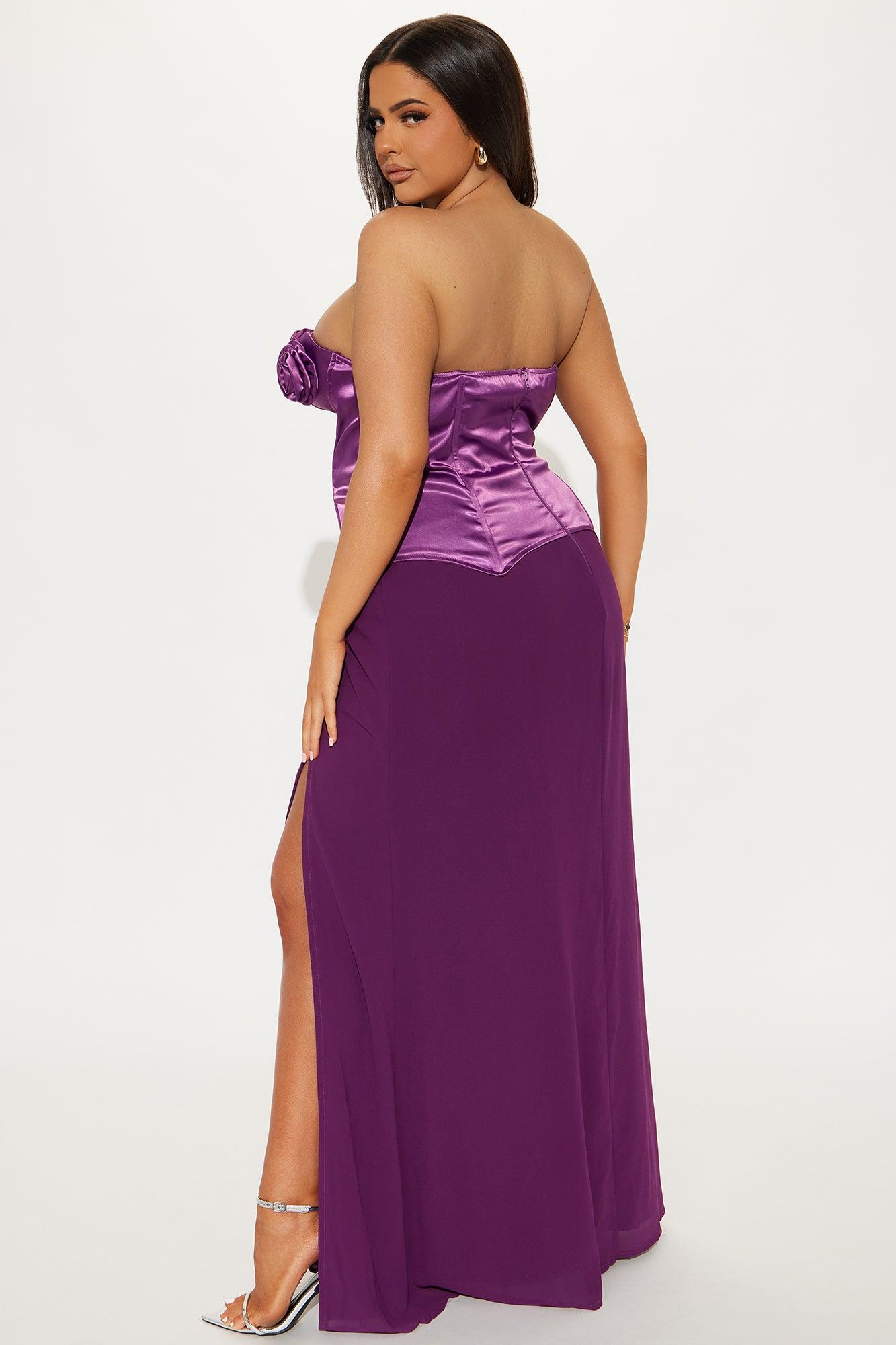 Charlene Floral Corset Maxi Dress - Plum Product Image