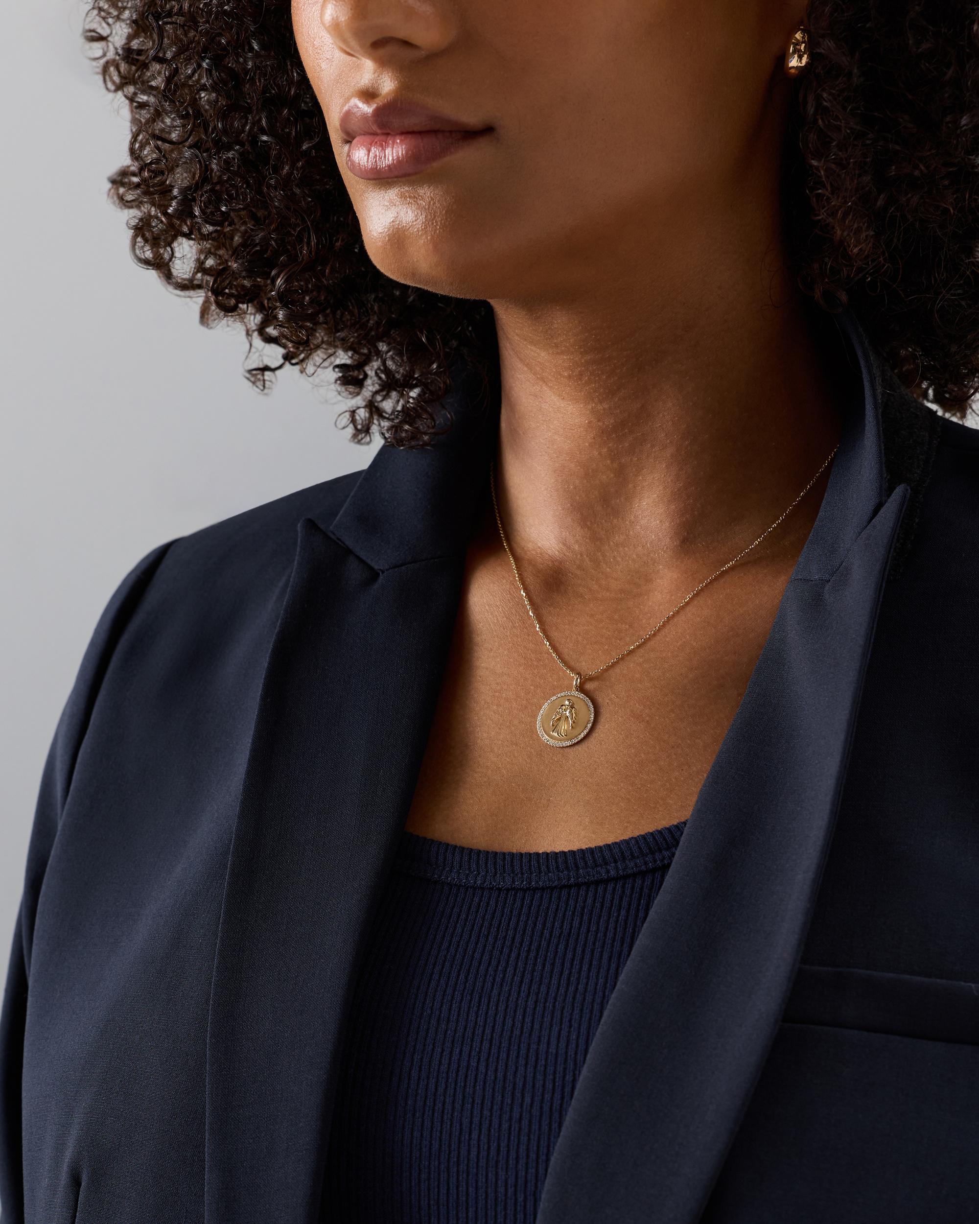 Quince | Women's 14K Gold Pave Zodiac Medallion Charm Product Image