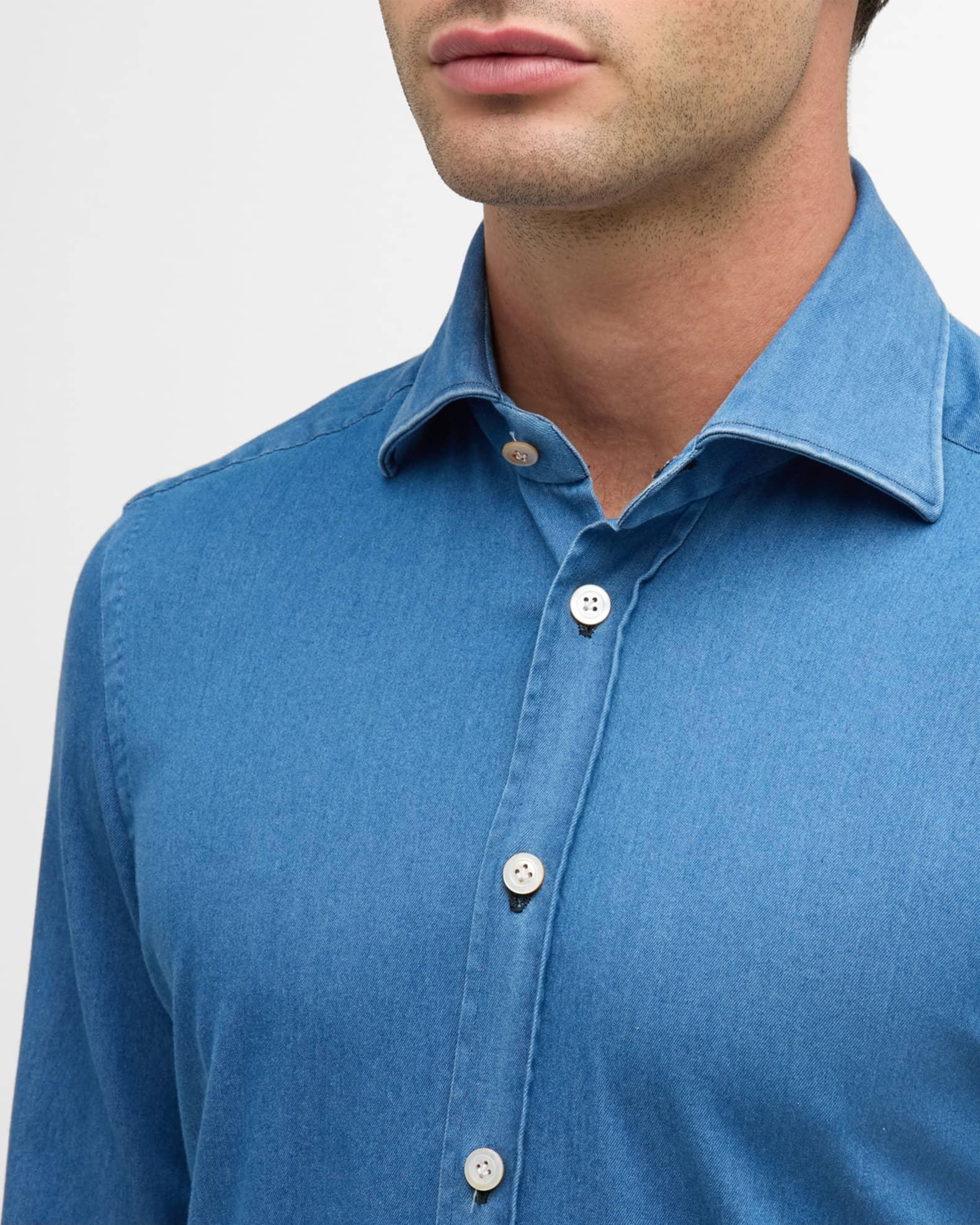 Men's Stretch Chambray Casual Button-Down Shirt Product Image