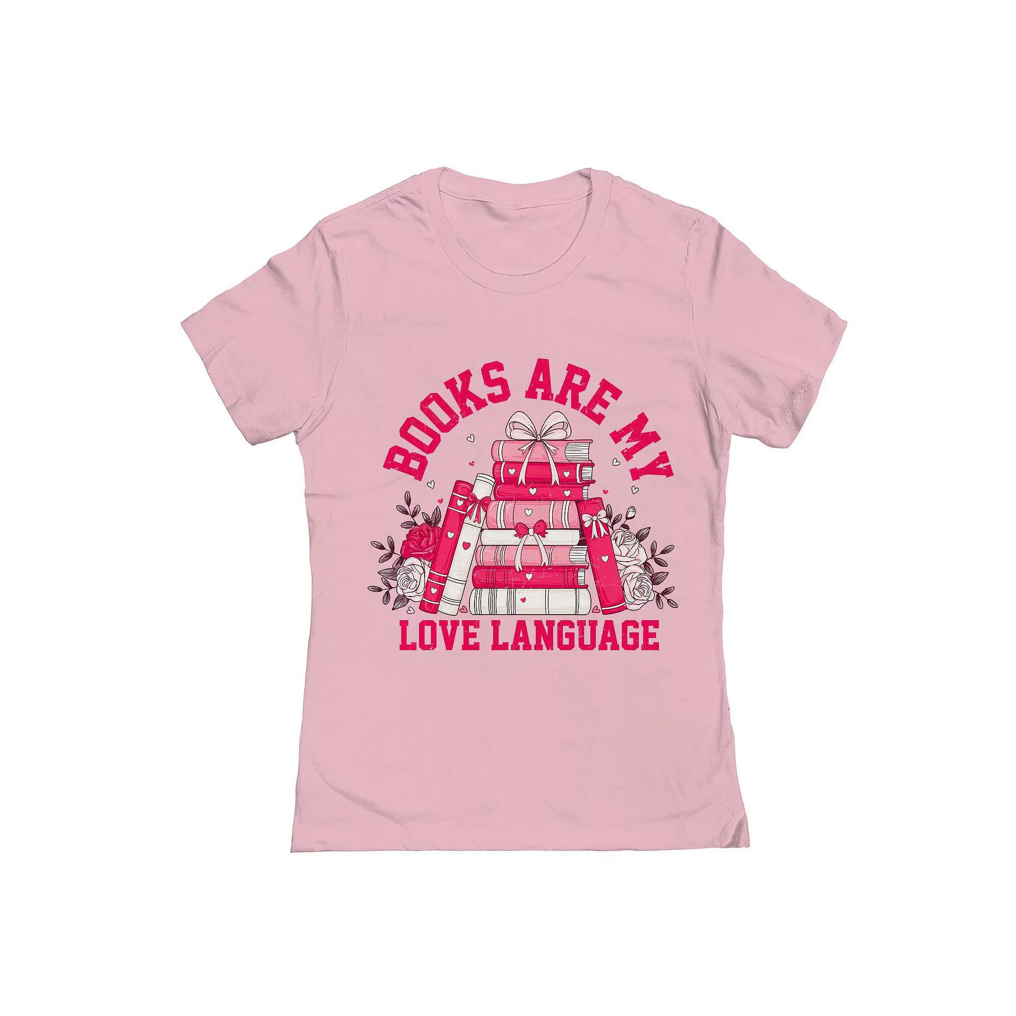 Junior's Books Love Language Valentine's Day Graphic Tee, Women's, Size: Small, Light Pink Product Image