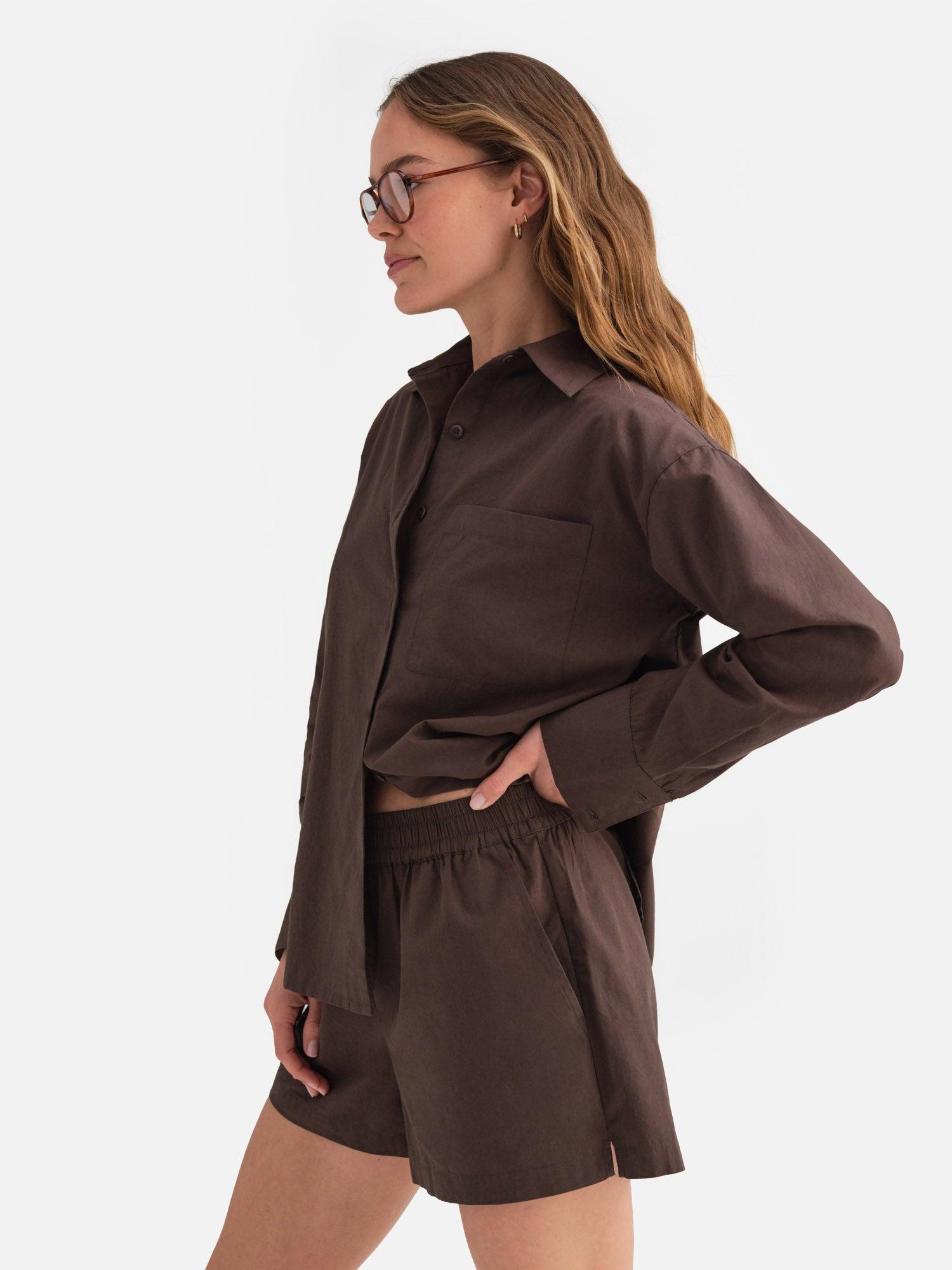 Organic Poplin Long Sleeve Button Down Female Product Image