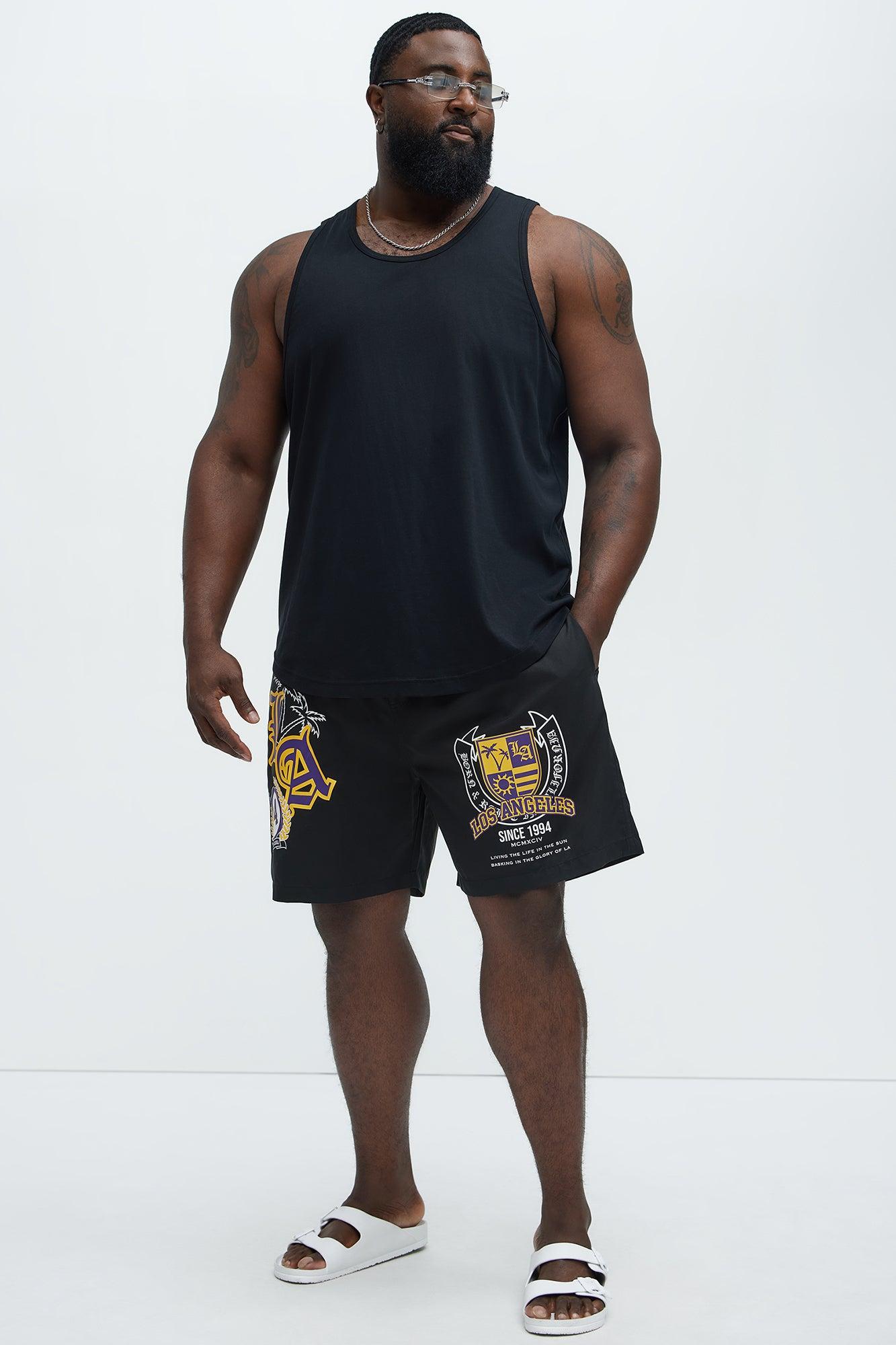 LA Born And Raised Swim Mid Trunk - Black Product Image