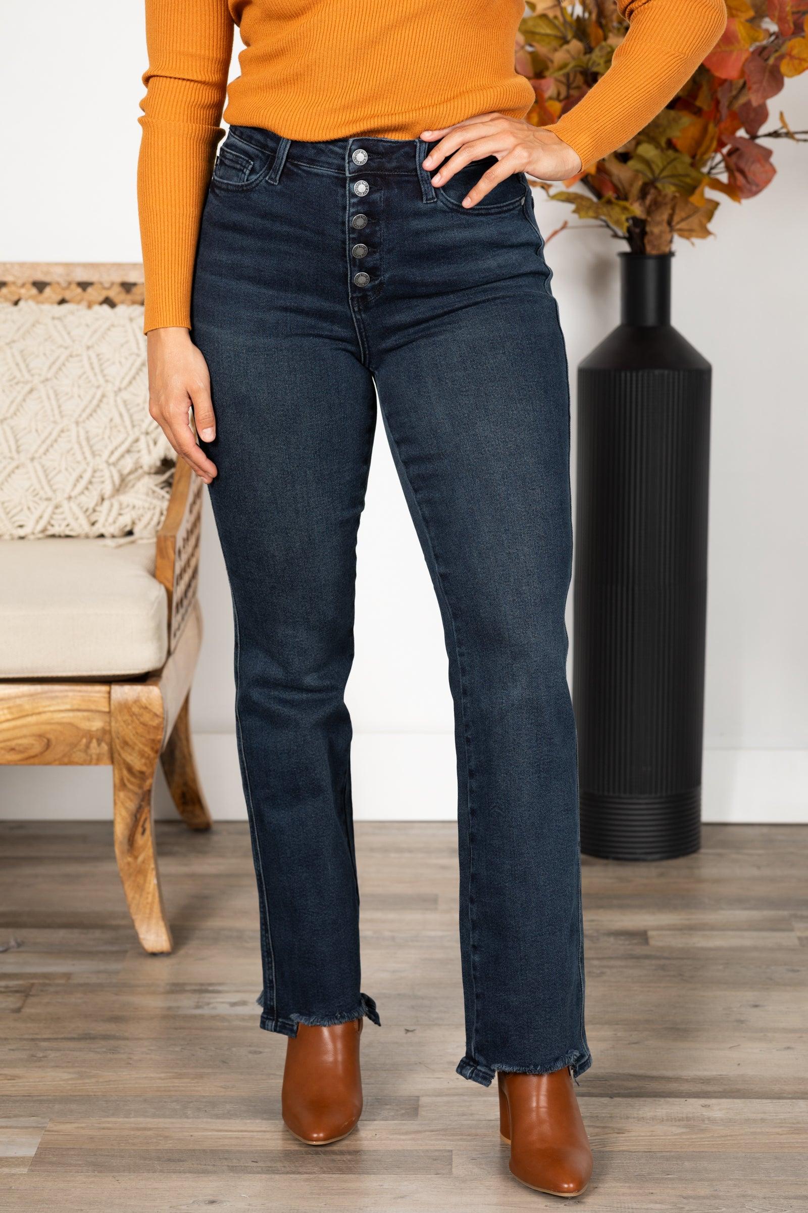 Judy Blue Distress Hem Straight Leg Jeans Product Image