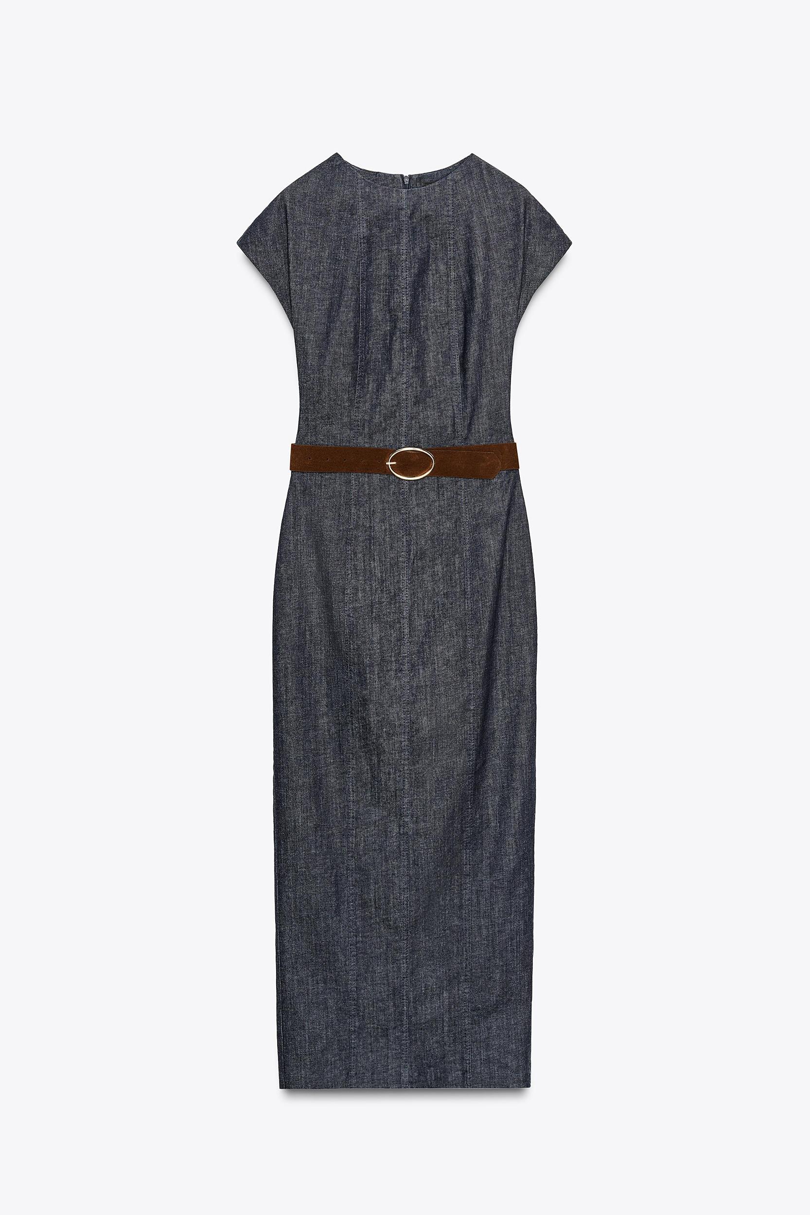 BELTED FITTED MIDI DRESS Product Image