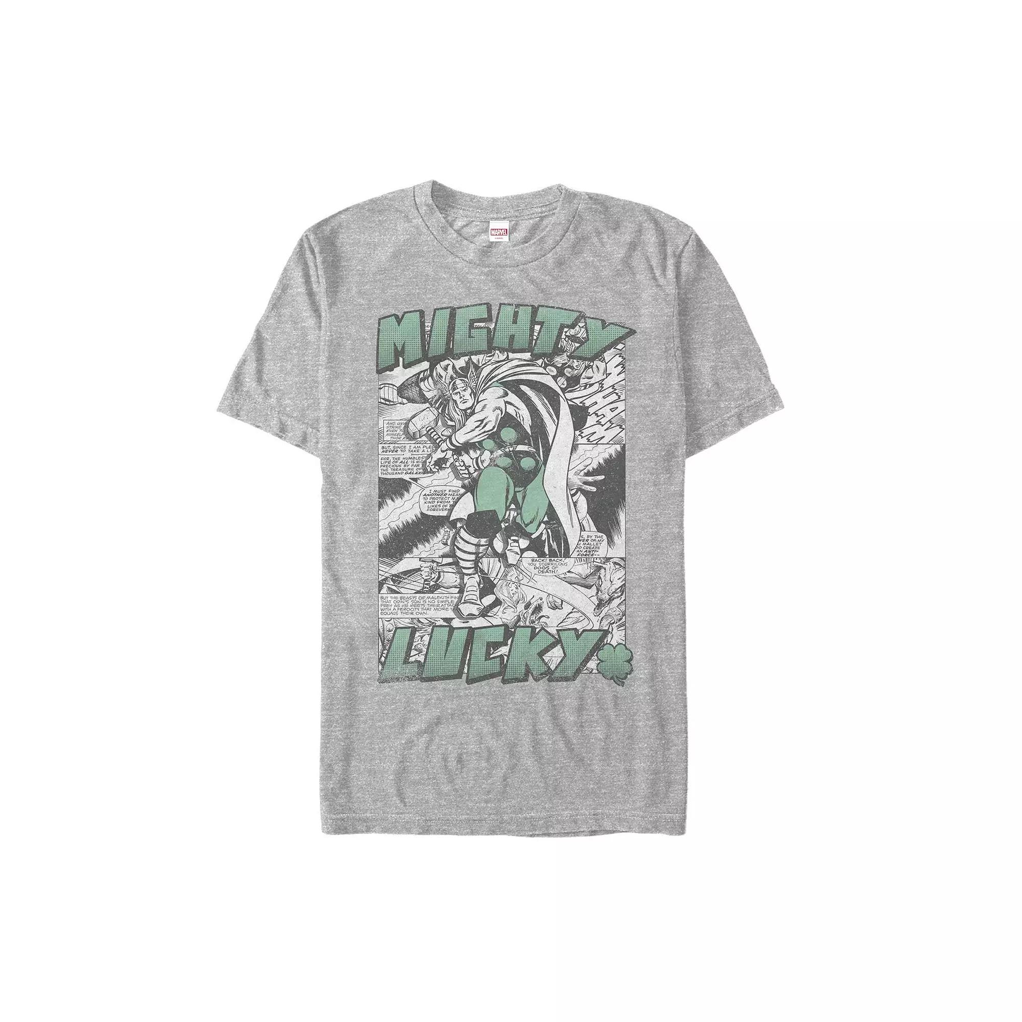 Men's Marvel Comics Thor Mighty Lucky Tee, Size: Small, Athletic Grey Product Image