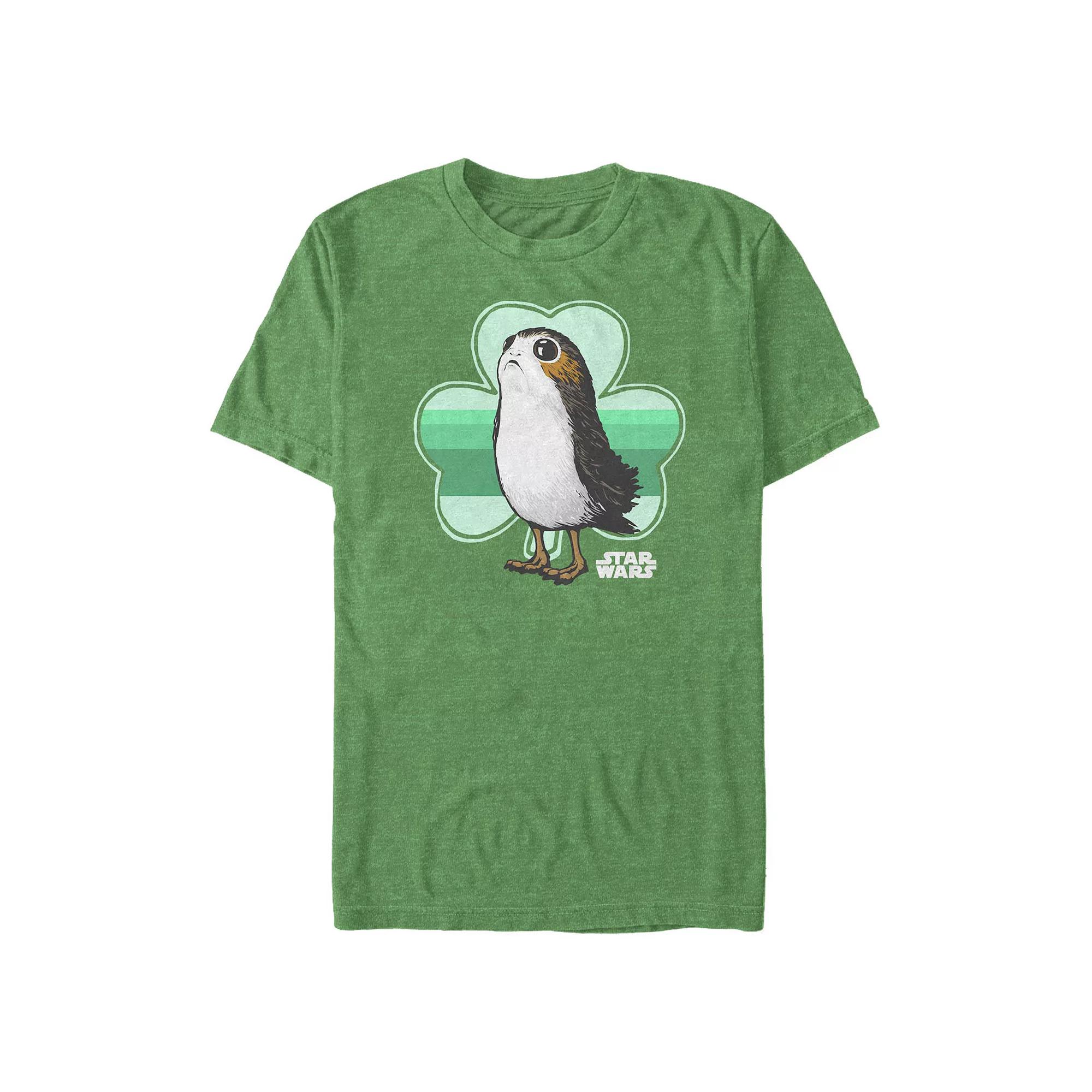 Big & Tall Star Wars Porg Clover Graphic Tee, Men's, Size: Large Tall, Kelly Grey Product Image