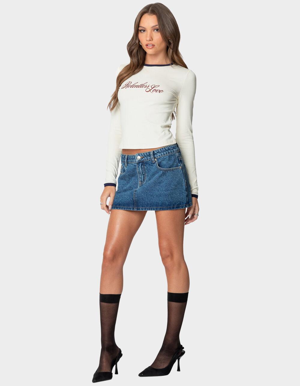 EDIKTED Chiara Denim Micro Skirt - BLUE Product Image