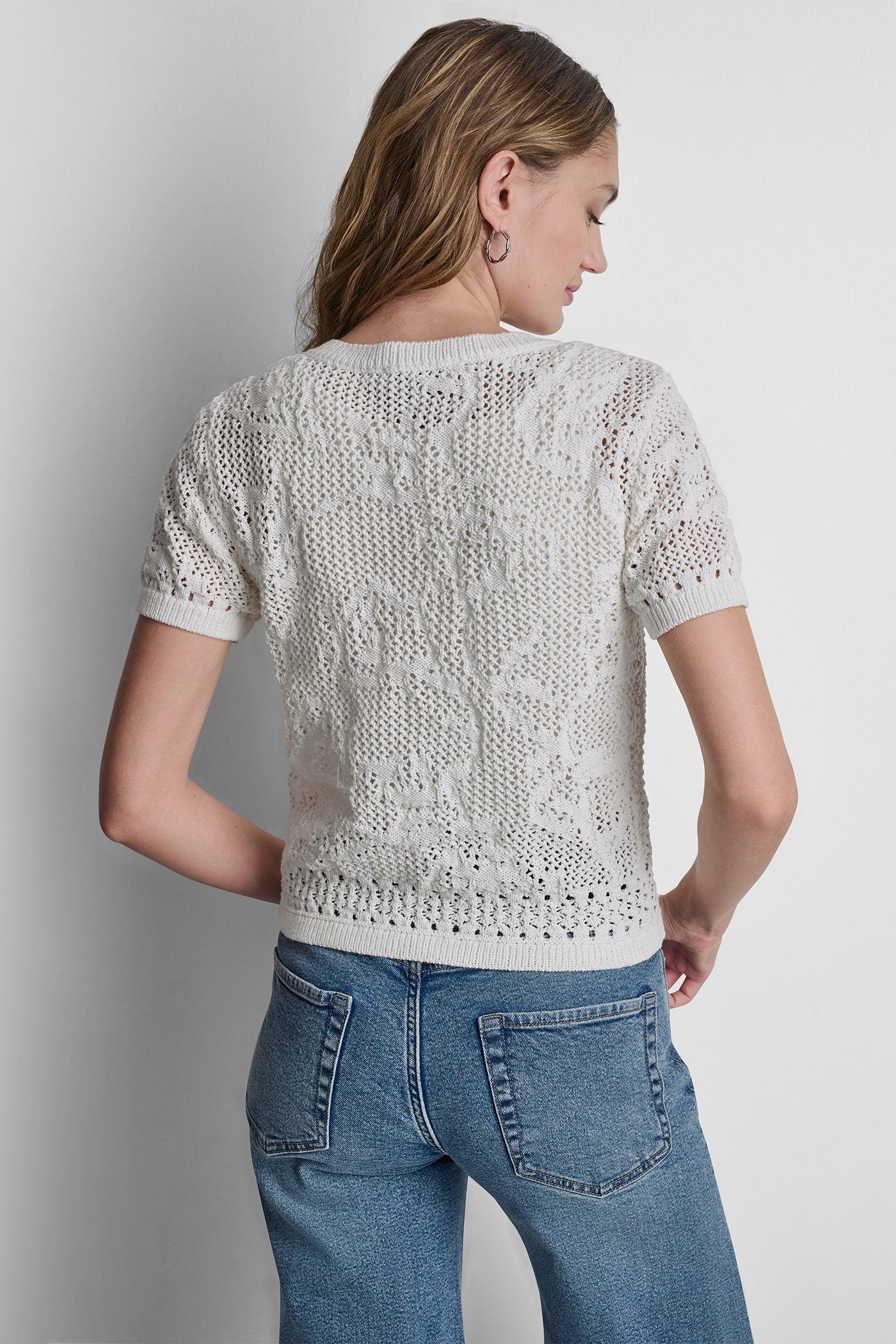 LACE STITCH BUTTON FRONT CARDIGAN Product Image