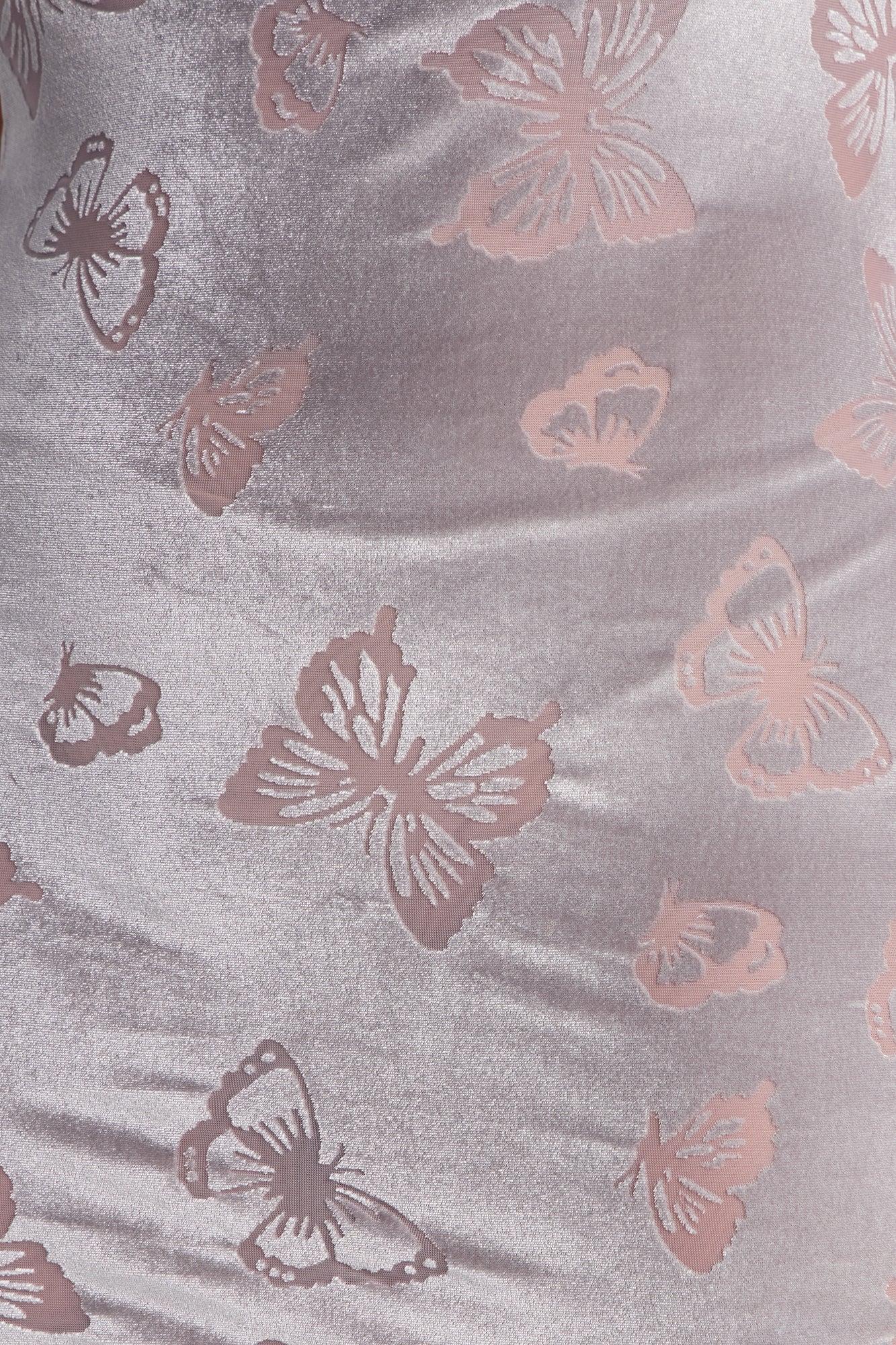Got My Wings Butterfly Velvet Mini Dress - Silver Female Product Image