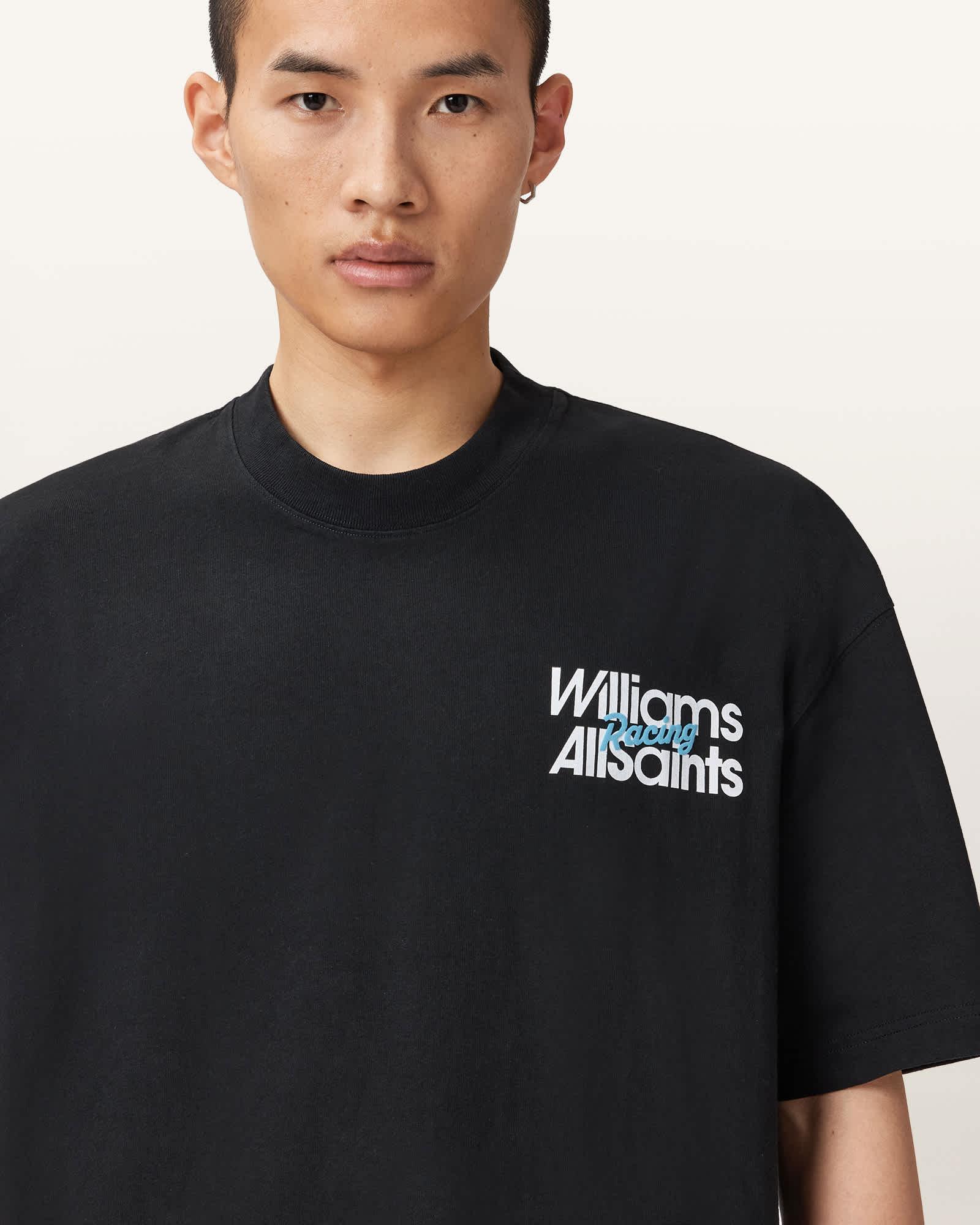 Williams X AllSaints Pole Crew Neck T-Shirt Washed Black | ALLSAINTS US Product Image