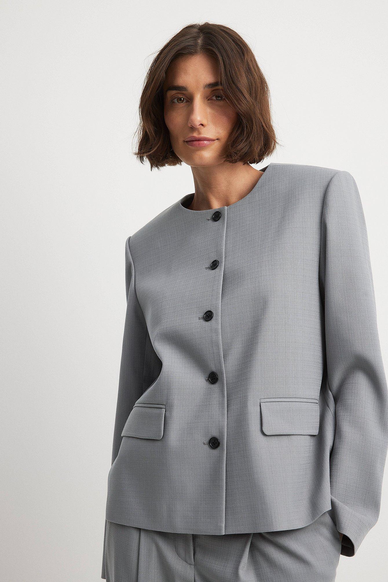 Oversized Round Neck Blazer Product Image