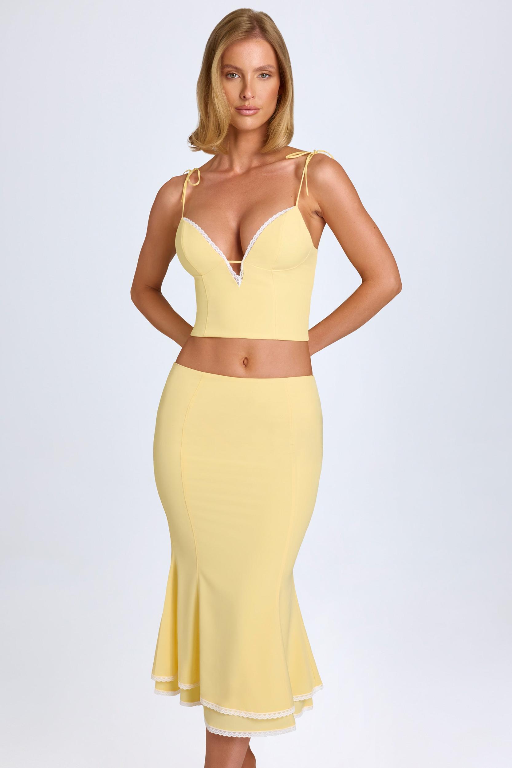 Lace-Trim Camisole Top in Pastel Yellow Product Image