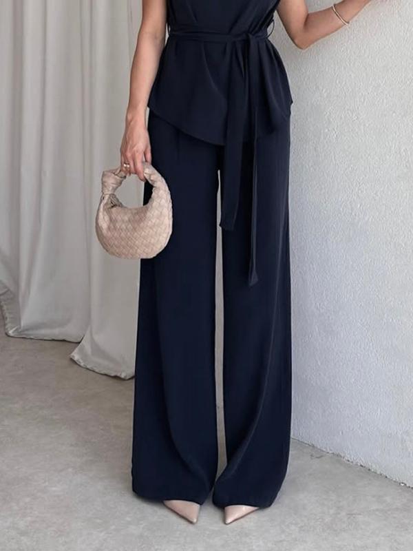 Straight Leg Solid Color Split-Joint Pants Trousers Product Image