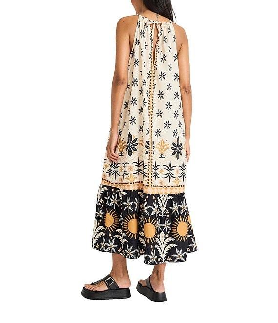 The Good Journey Halter Neck Sleeveless Printed Crepe De Chine Trapeze Midi Dress Product Image