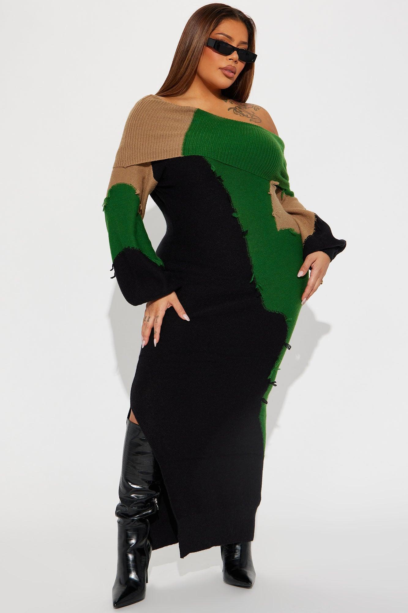 Ivy Sweater Maxi Dress - Green/combo Female Product Image
