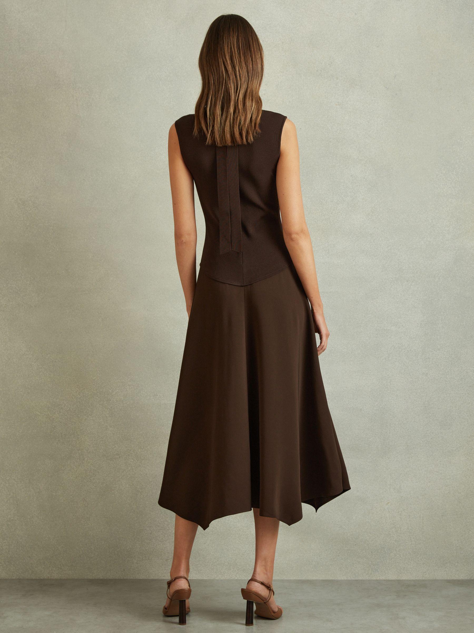 Hybrid Knit Tie Back Midi Dress in Chocolate Product Image