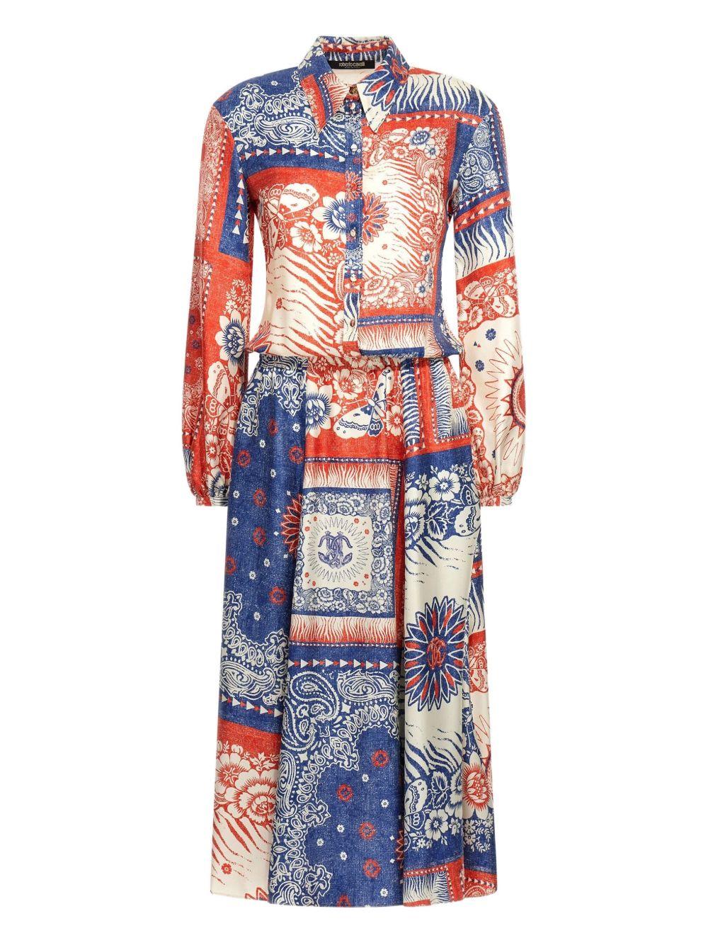 patchwork paisley-pattern silk dress Product Image