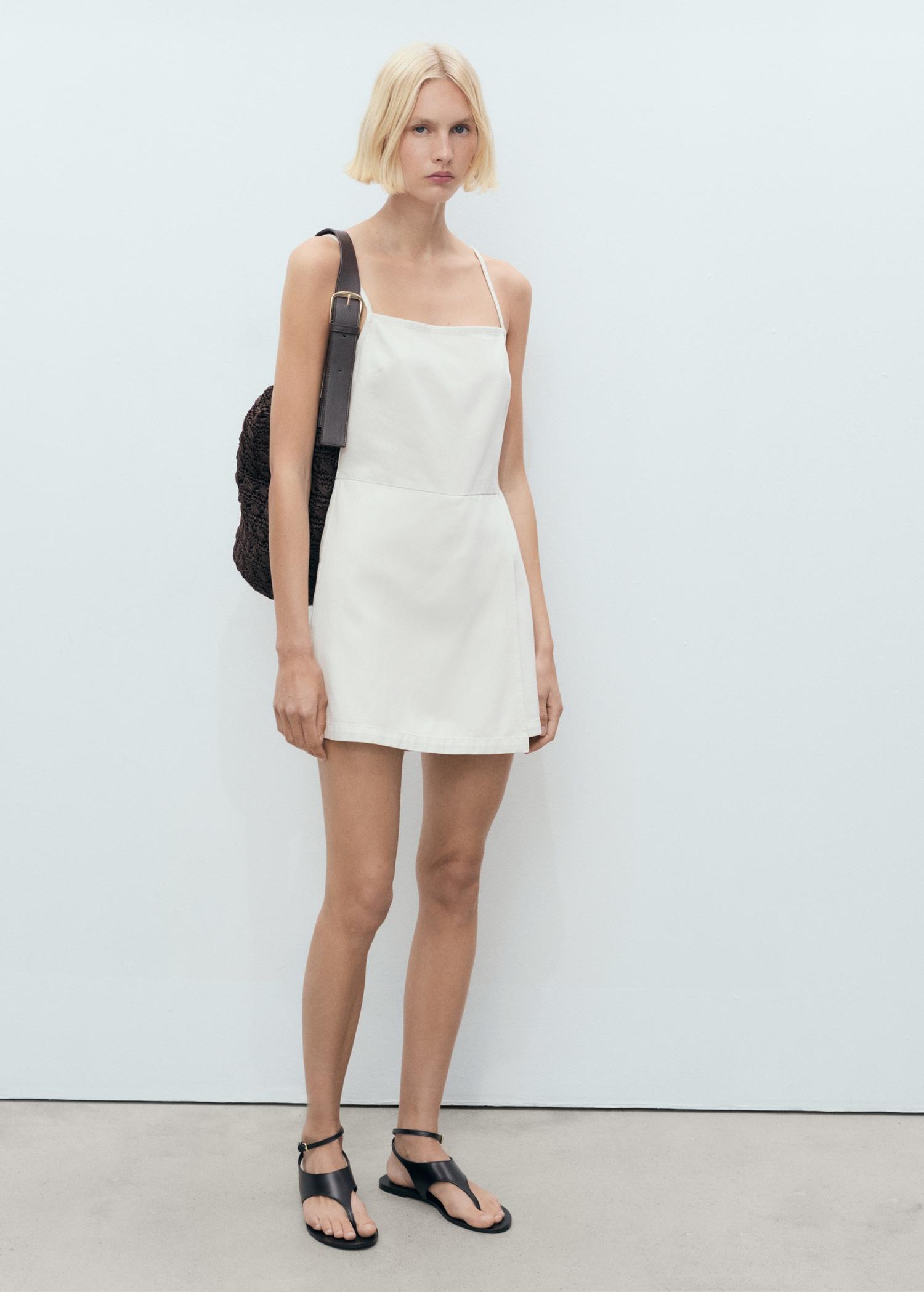 Short denim pinafore - Women | MANGO USA Product Image