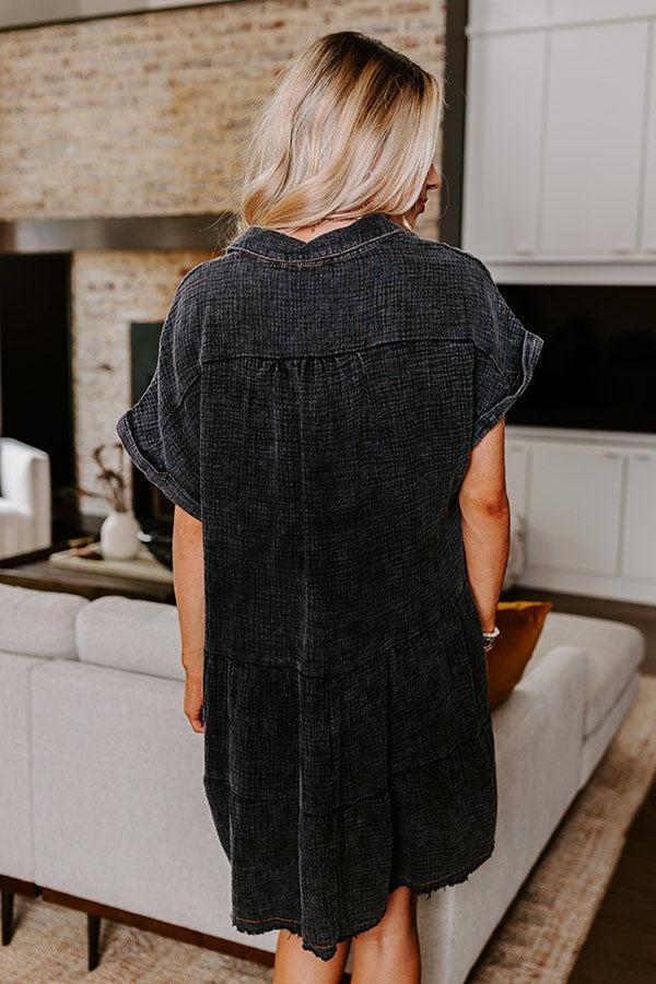 Across The World Mineral Wash Mini Dress In Vintage Black Product Image