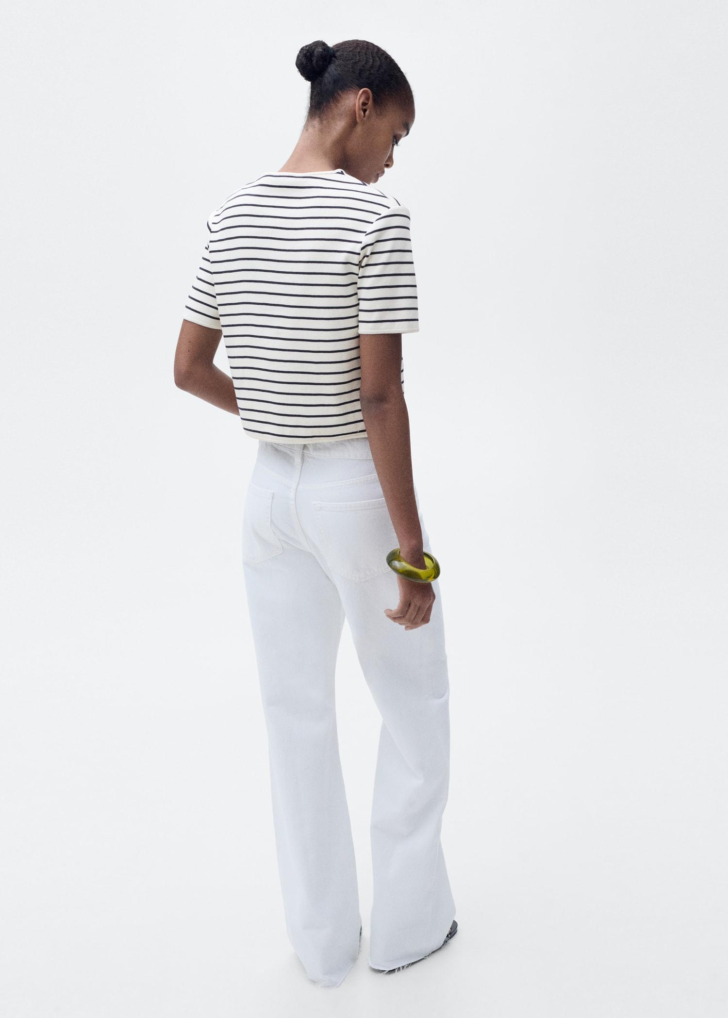 Short-sleeved striped cardigan - Women | MANGO USA Product Image