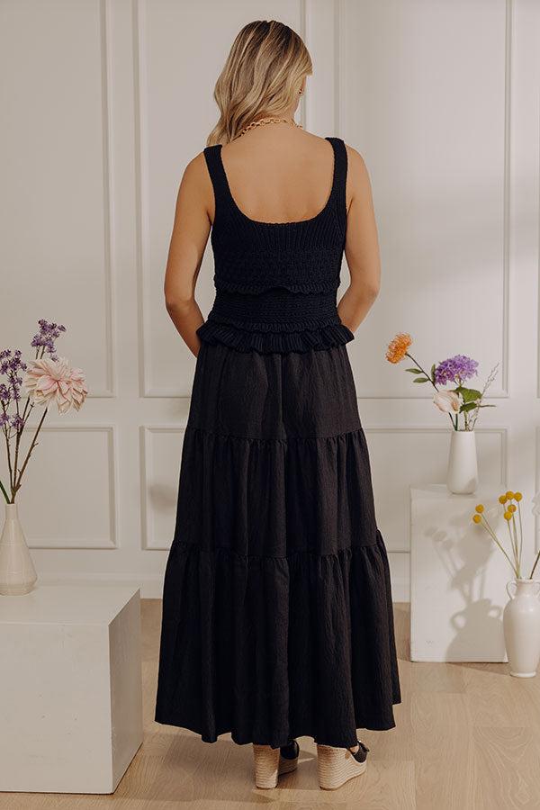 Sunset Beach Stroll Crochet Maxi Dress in Black Product Image
