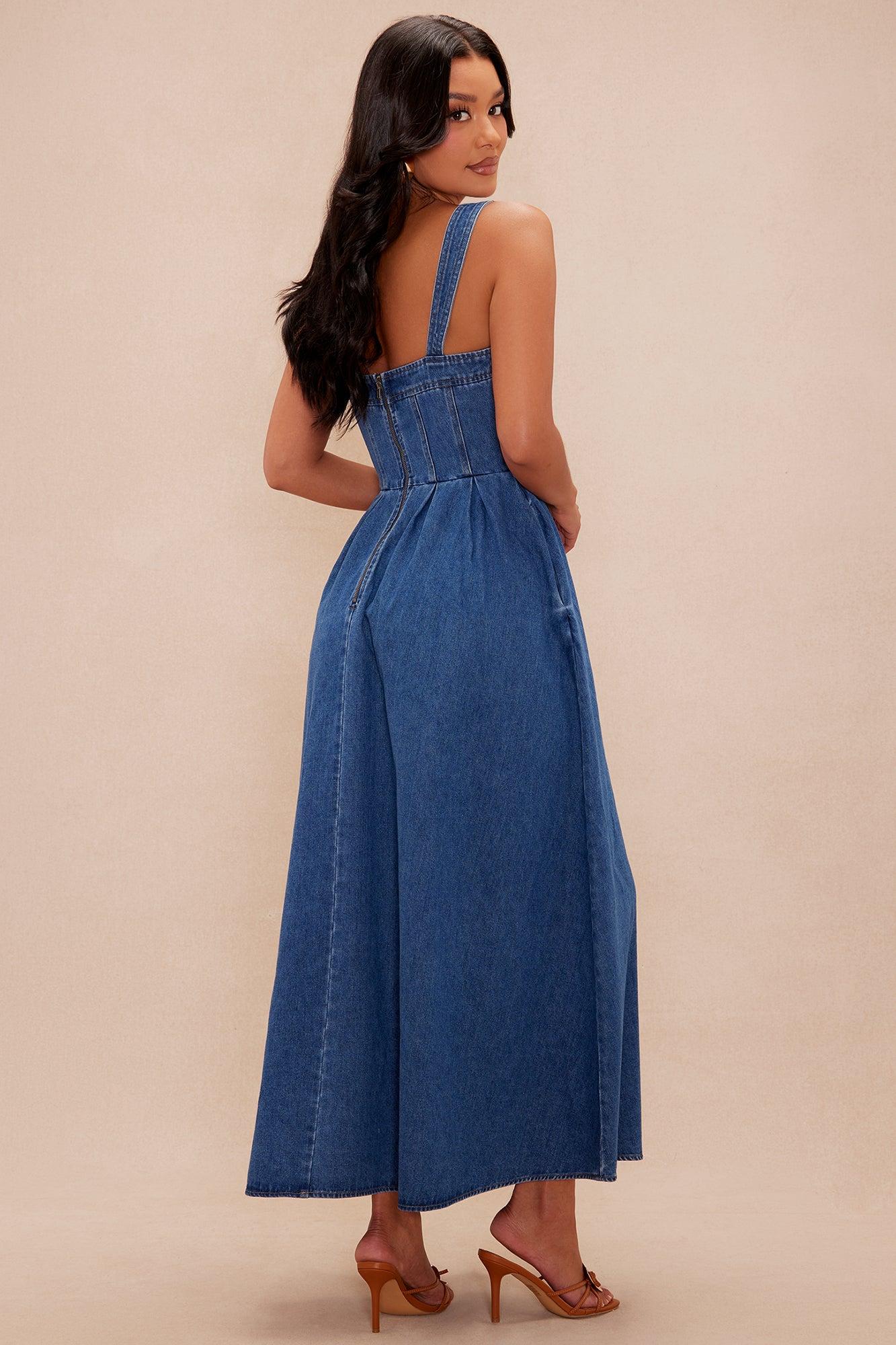 Andreah Denim Maxi Dress - Medium Wash Product Image