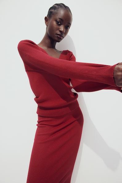 Rib-Knit V-neck Top Product Image