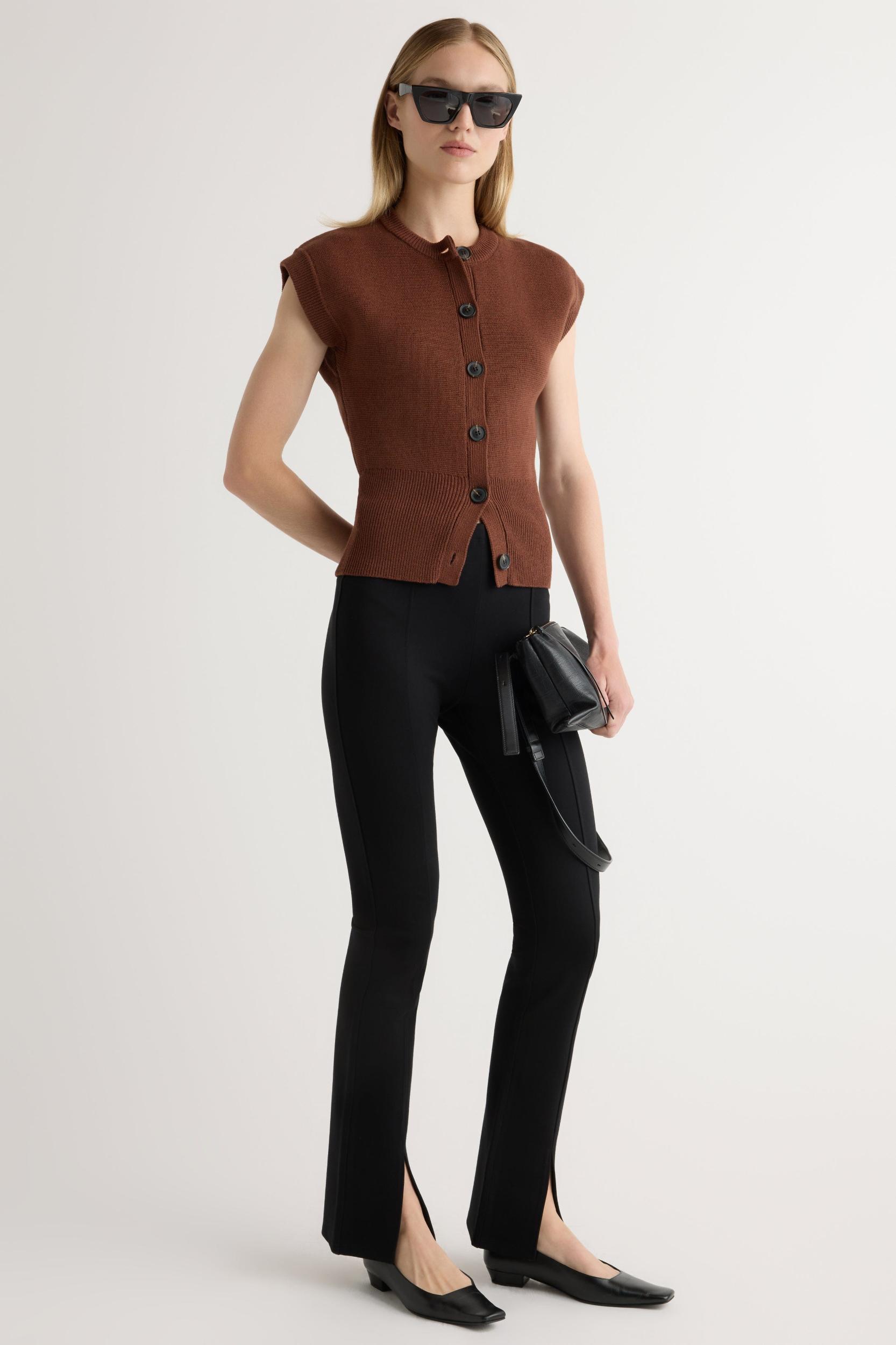 Cass Front-Split Ponte Stretch Pant Product Image