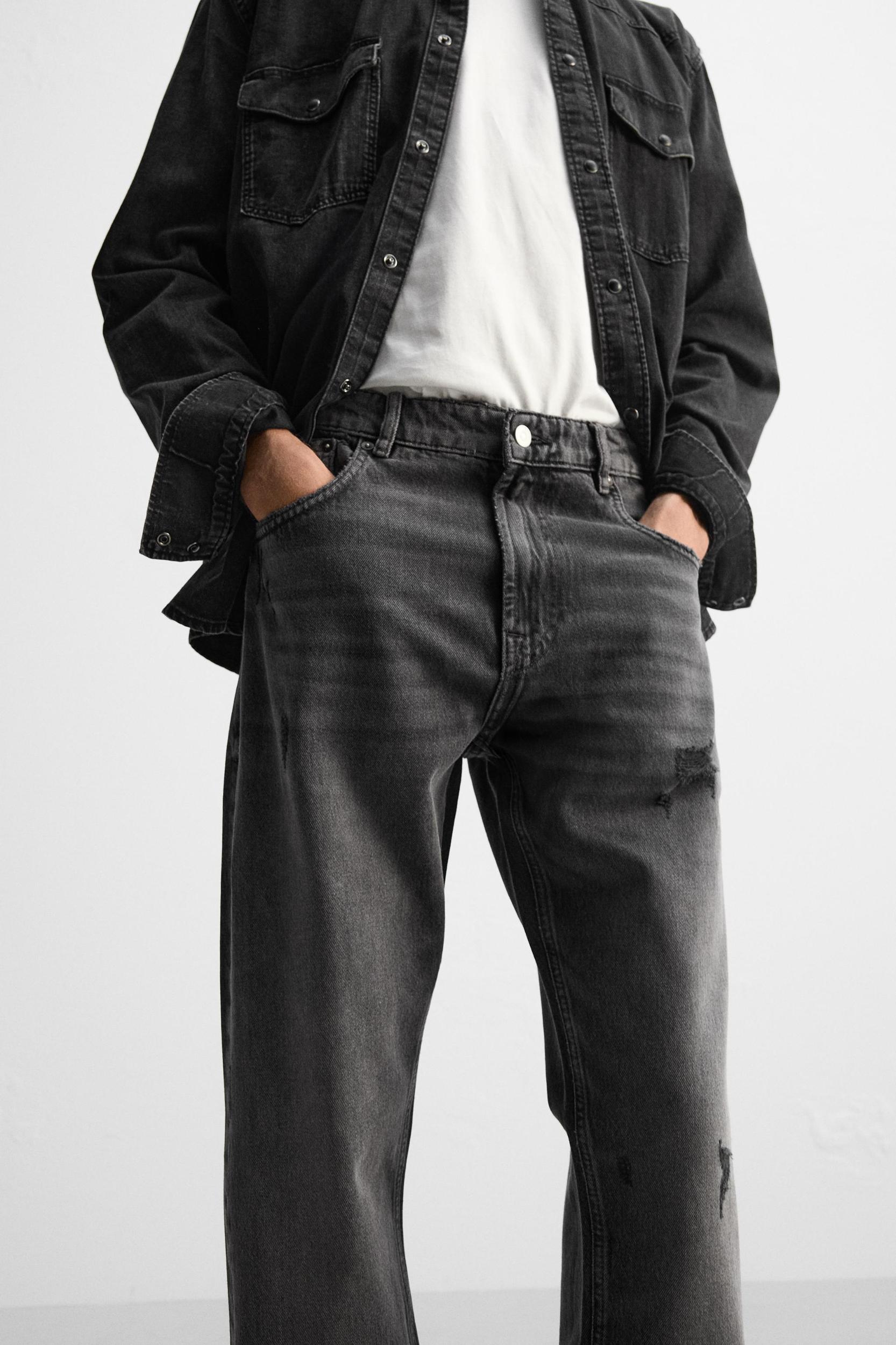 RIPPED STRAIGHT FIT JEANS Product Image