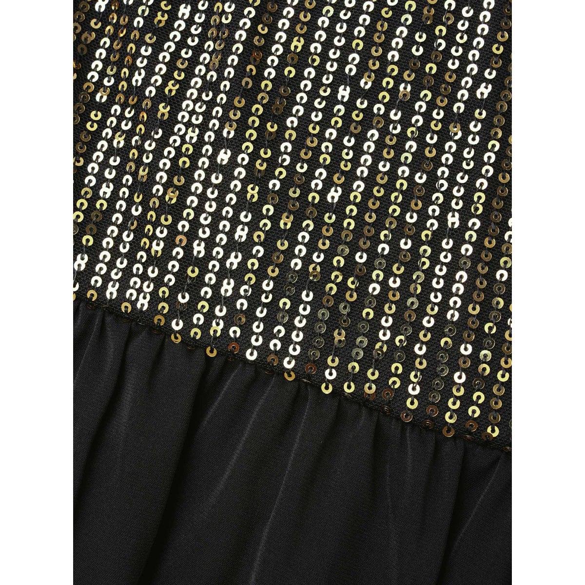 Plus Size Sequin Mesh Petal Sleeve Midi Dress Black Women Cocktail Overlapping Party Curvy Bloomchic 18-20/2X Product Image