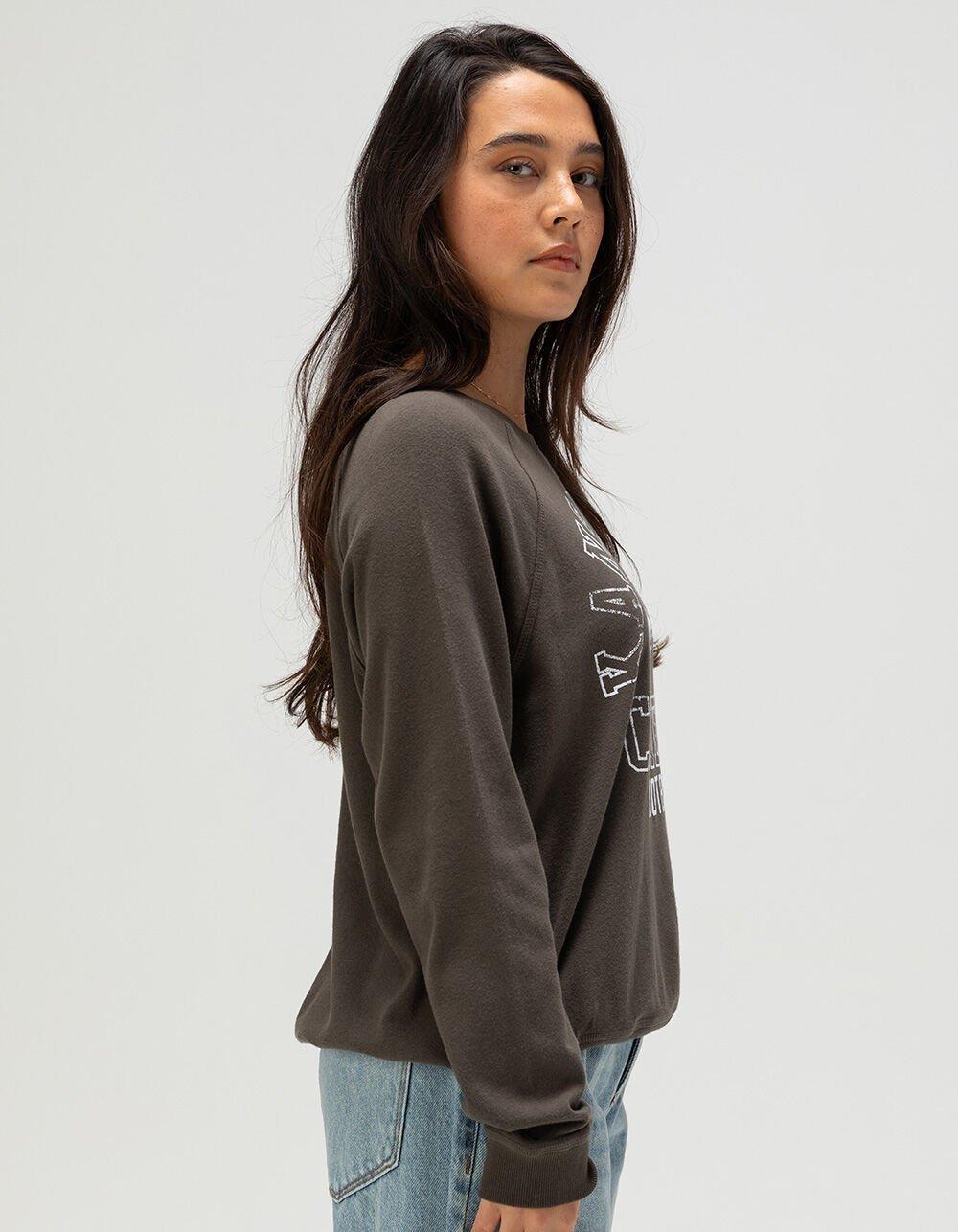 JUNK FOOD Kansas City Chiefs Flocked Raglan Crew Womens Sweatshirt - BLACK Product Image