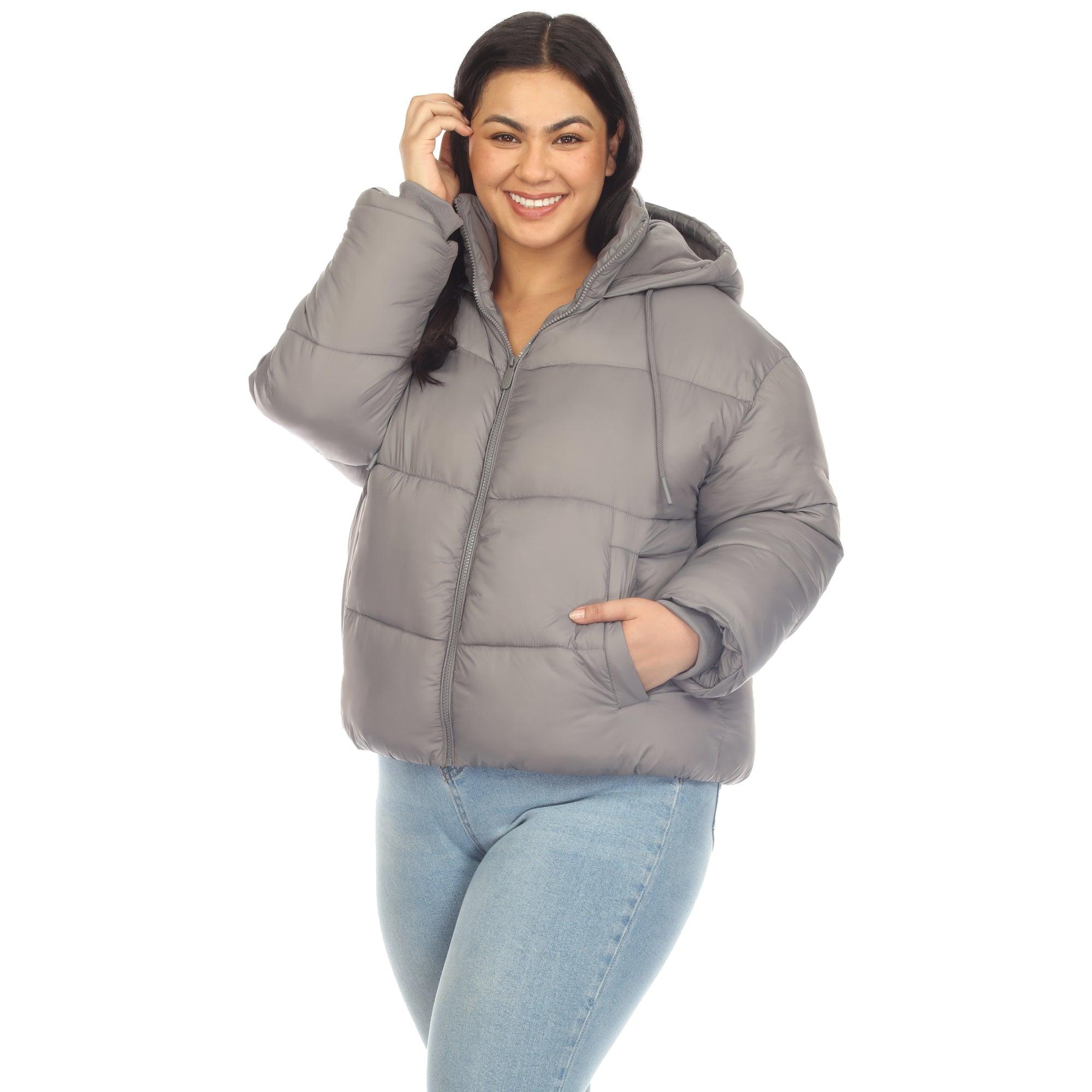 Full Front Zip Hooded Bomber Puffer Coat - Plus Product Image