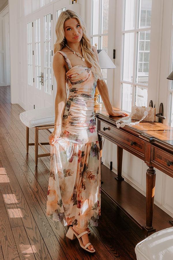 Gala Ready Floral Ruched Maxi Dress Product Image