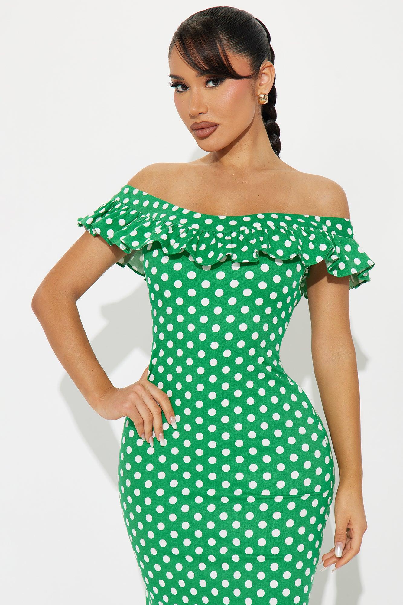Samantha Polka Dot Maxi Dress - Green/combo Product Image