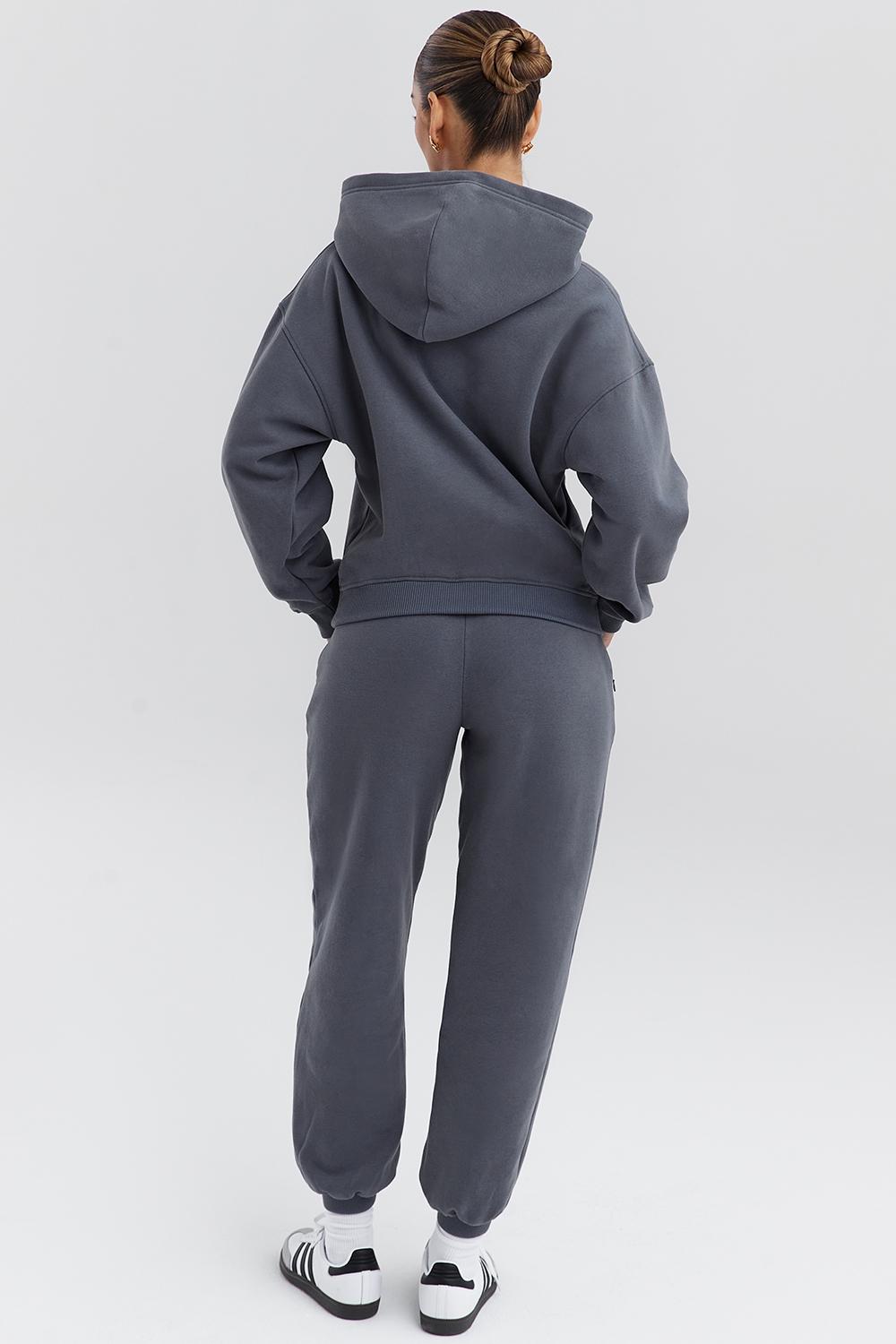 Mirage  slate cotton fleece-back zip through hoodie Product Image
