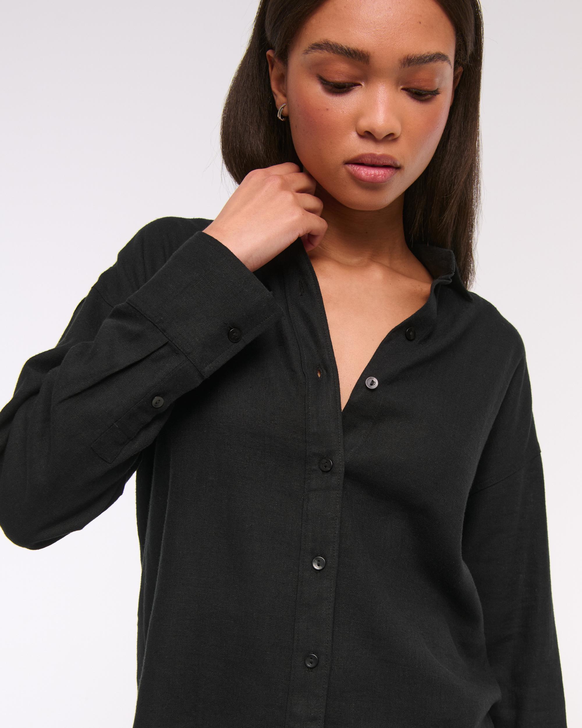 Oversized Linen-Blend Shirt Product Image