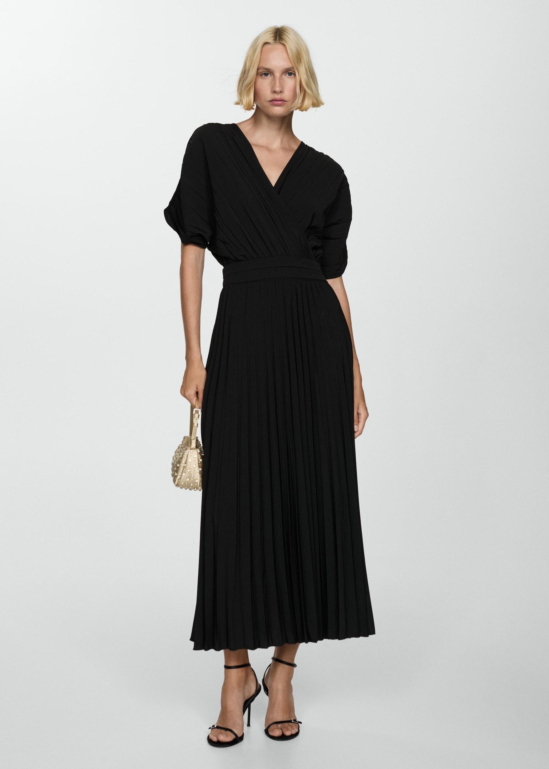 Pleated A-line dress - Women | MANGO USA Product Image