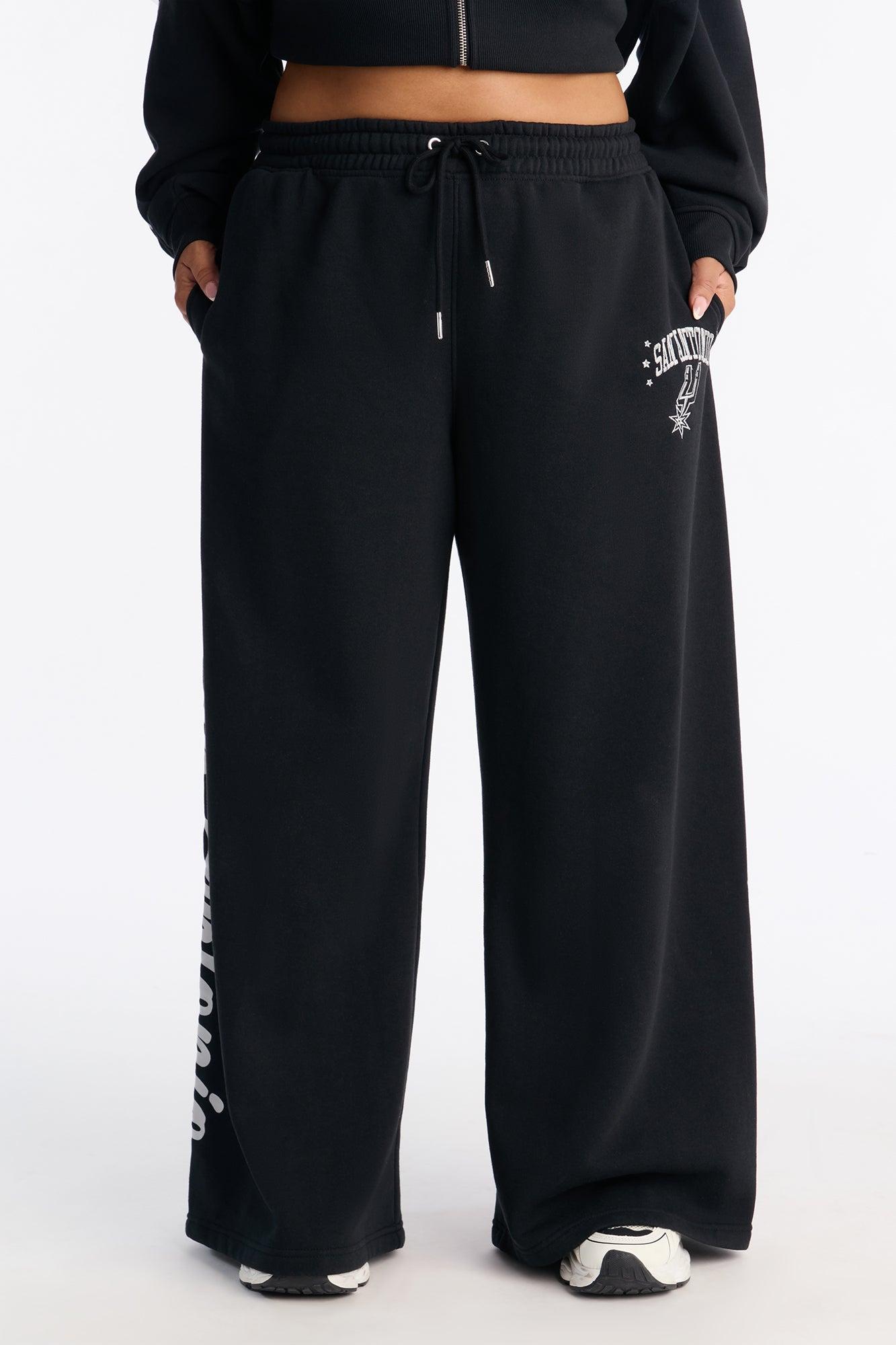NBA San Antonio Spurs Fleece Wide Leg Pants - Black Female Product Image