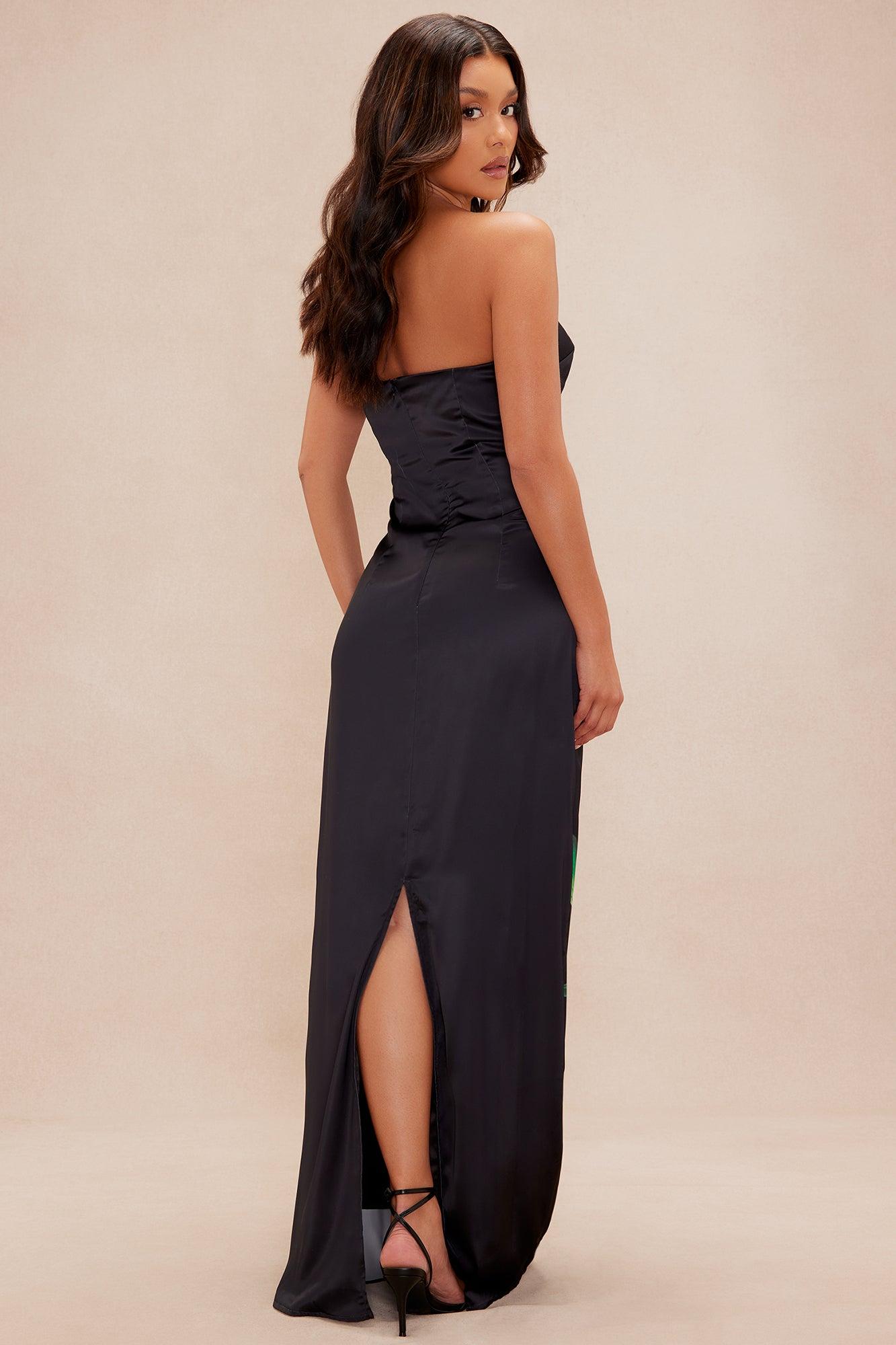 Violeta Satin Maxi Dress - Black/combo Product Image