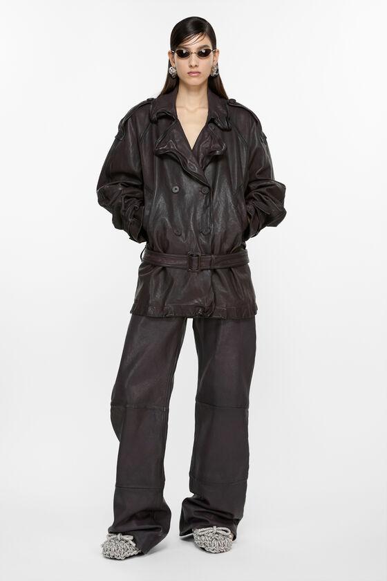 Belted leather jacket Product Image