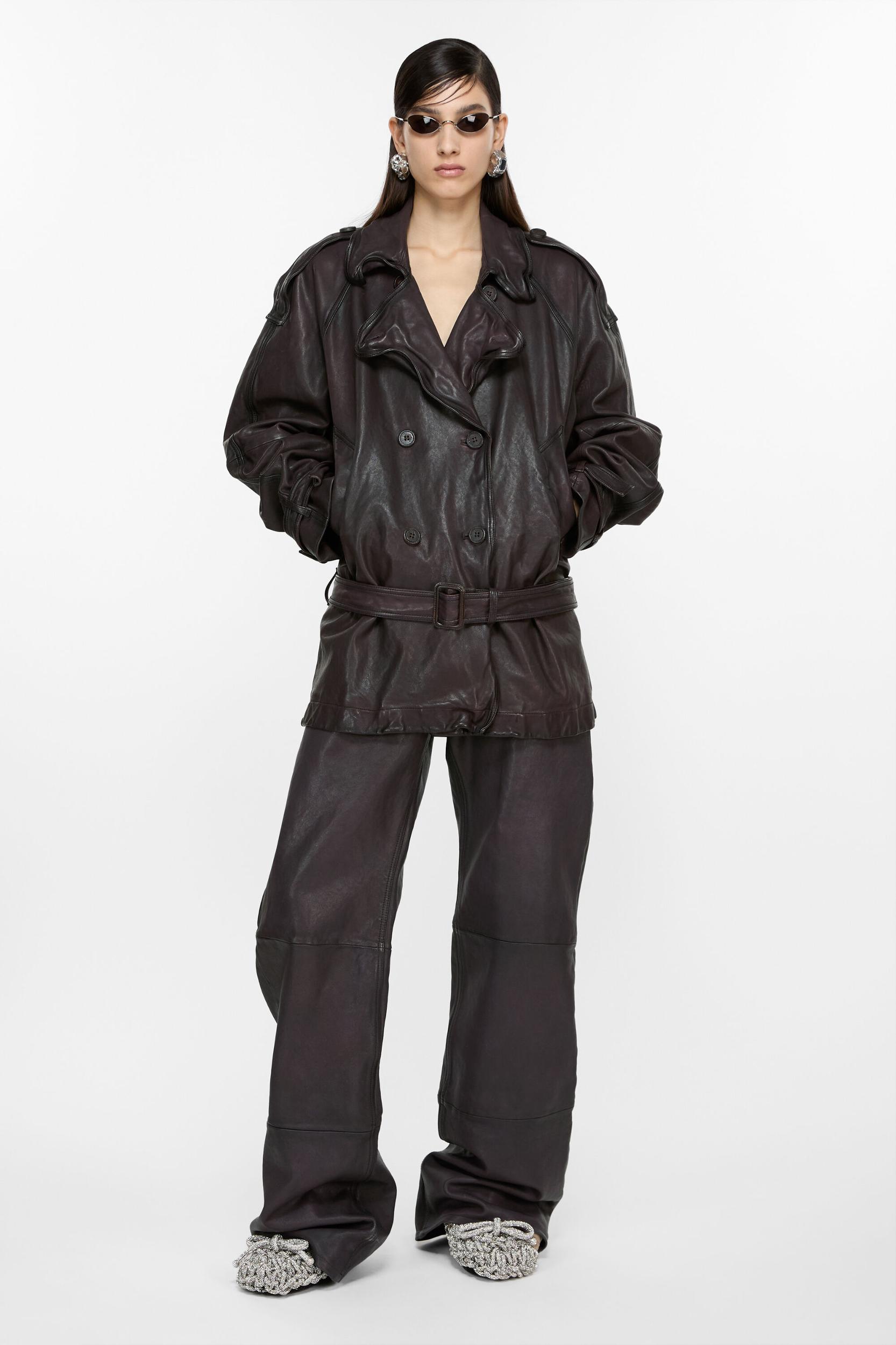 Belted leather jacket Product Image