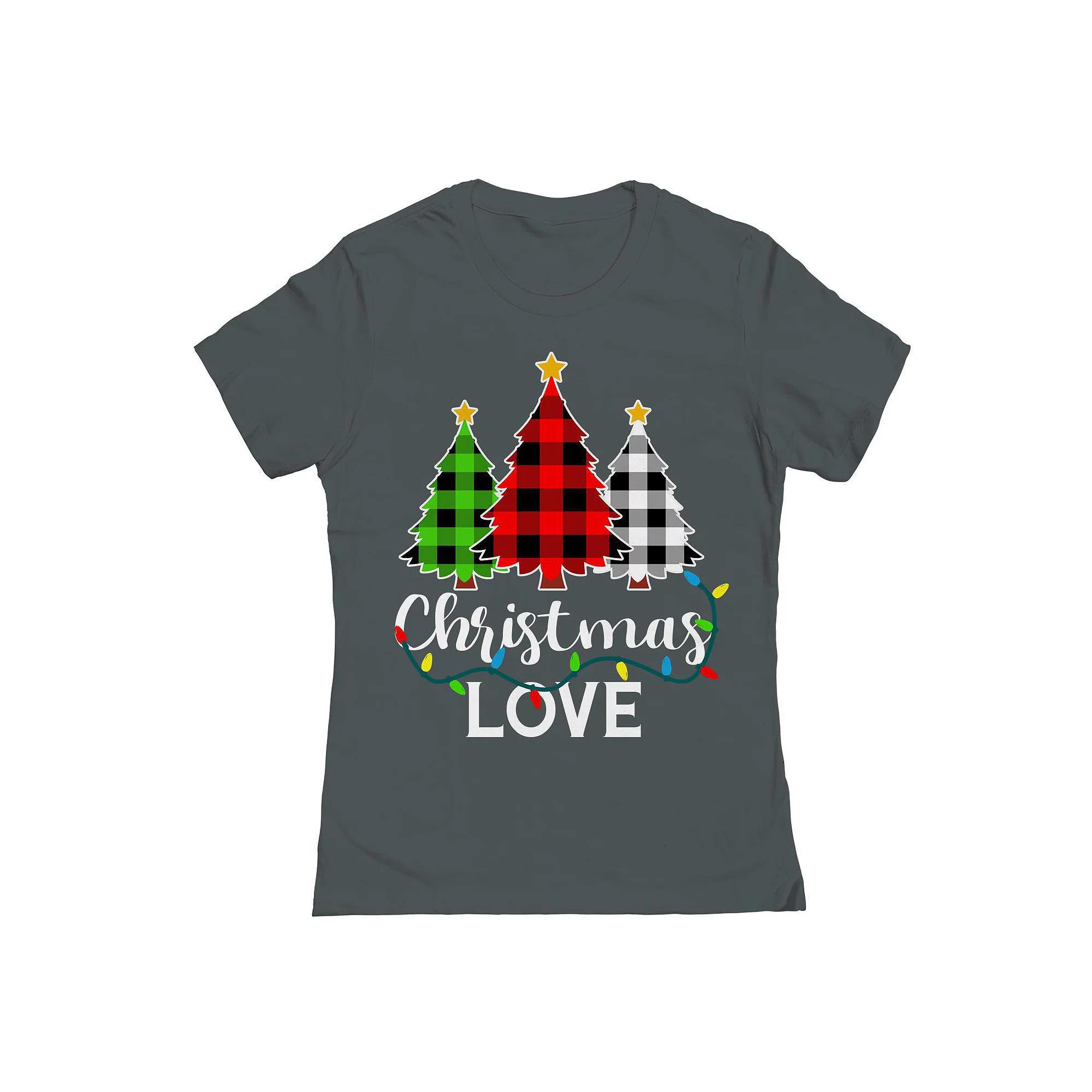 Junior's Christmas Love Trees Graphic Tee, Women's, Size: XXL, Heavy Grey Product Image