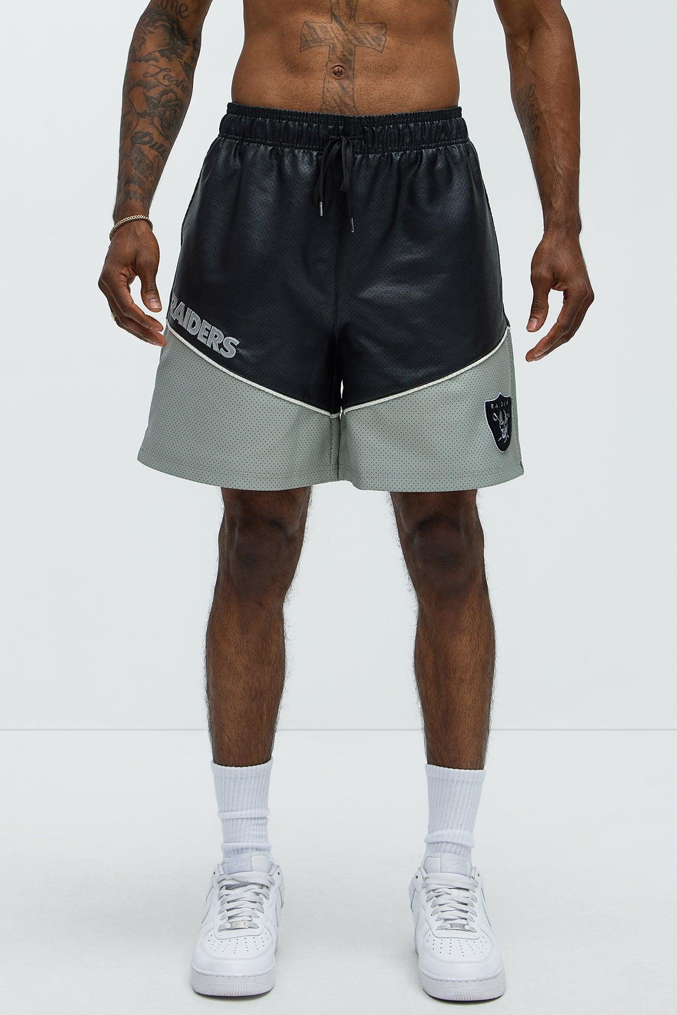 Raiders Up And Down The Court Faux Leather Shorts - Black Product Image