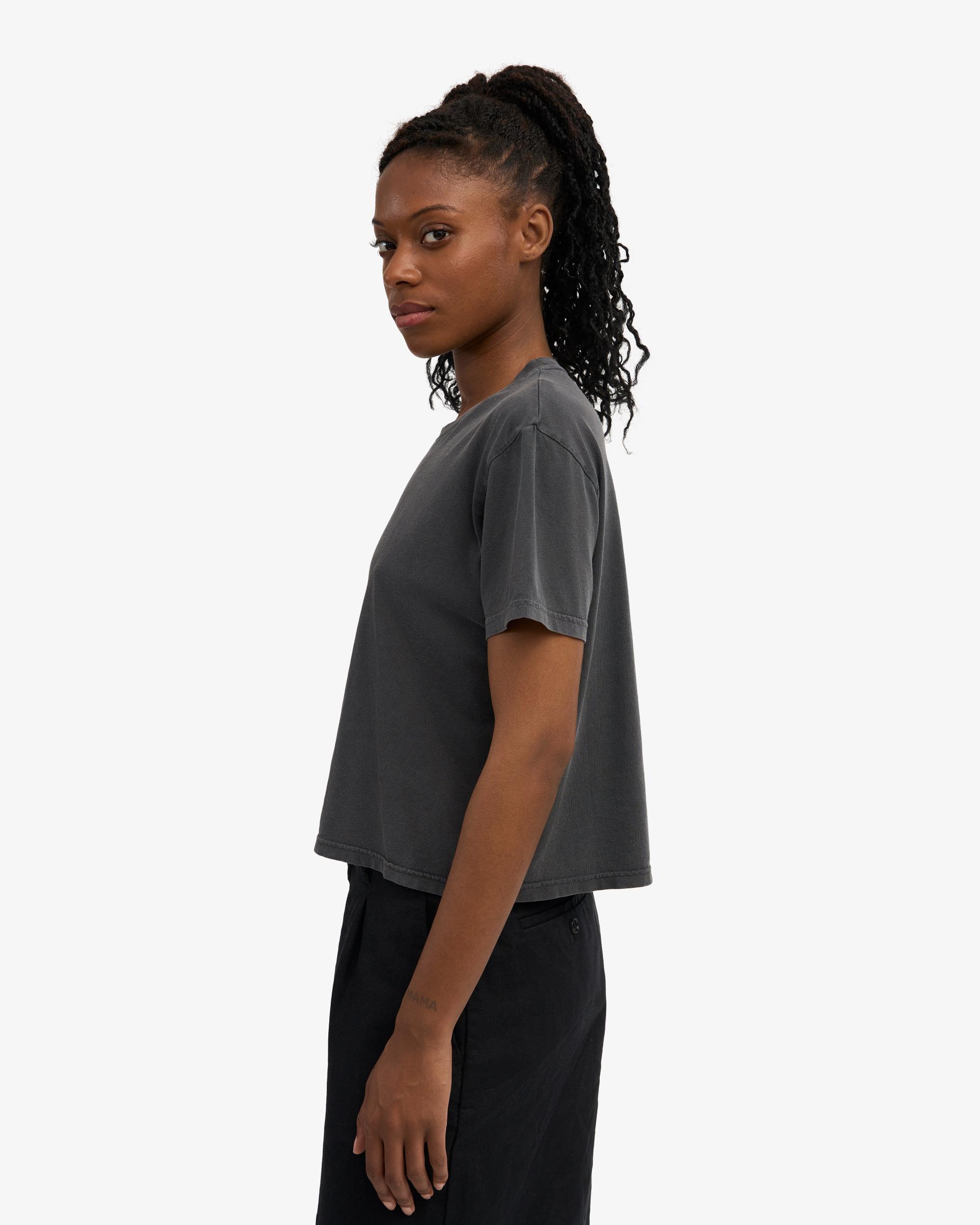 Organic Boxy Crop Tee - Faded Black Product Image