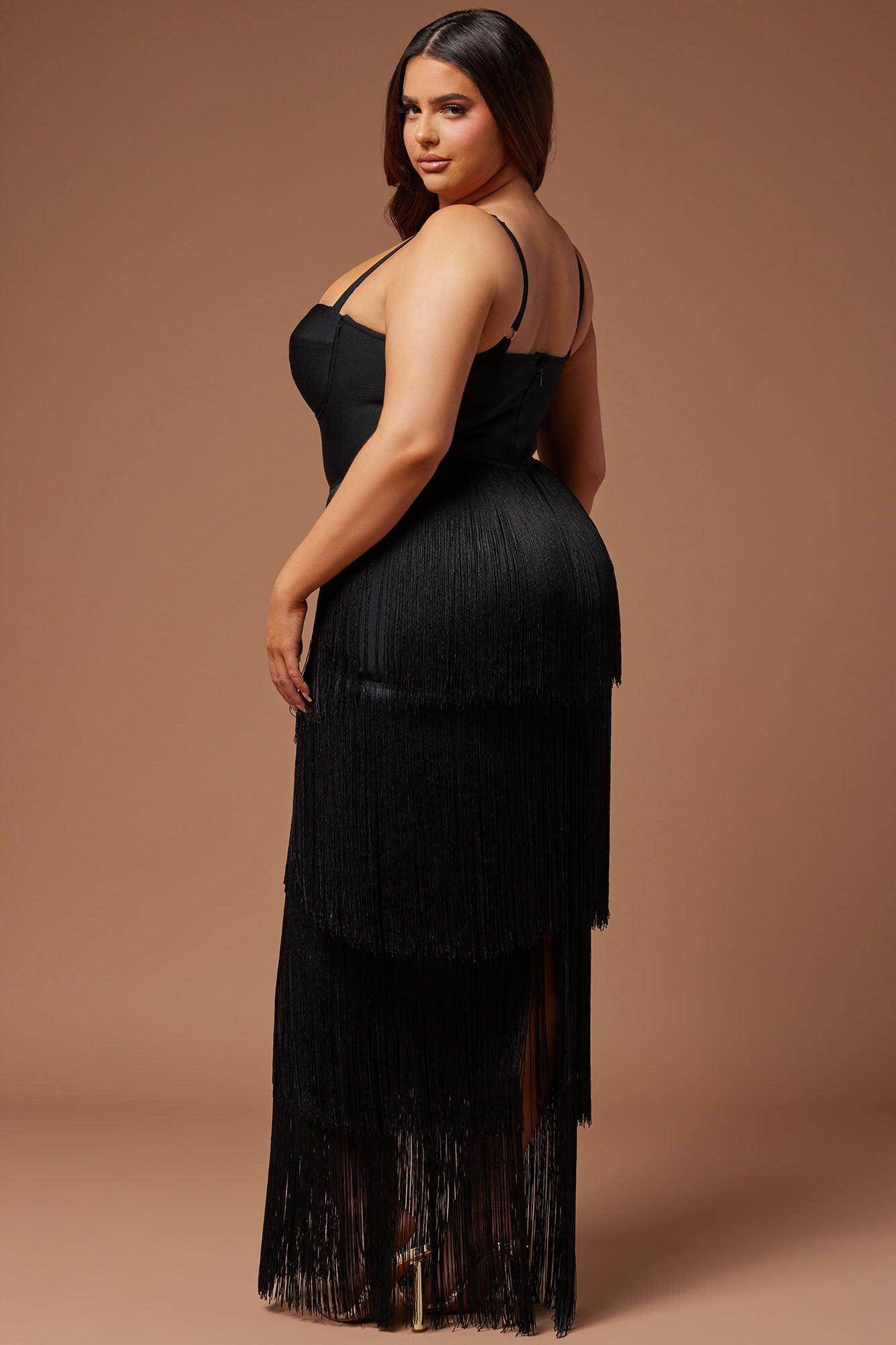 Faye Bandage Fringe Maxi Dress - Black Product Image