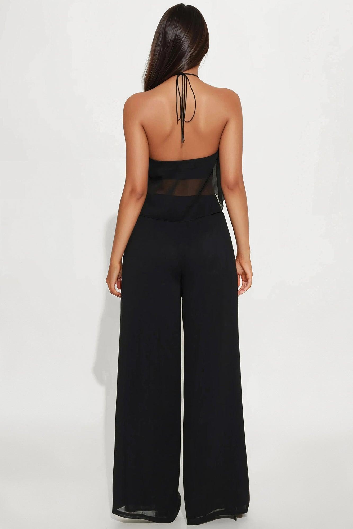 Carmen Wide Leg Pant Set - Black Product Image