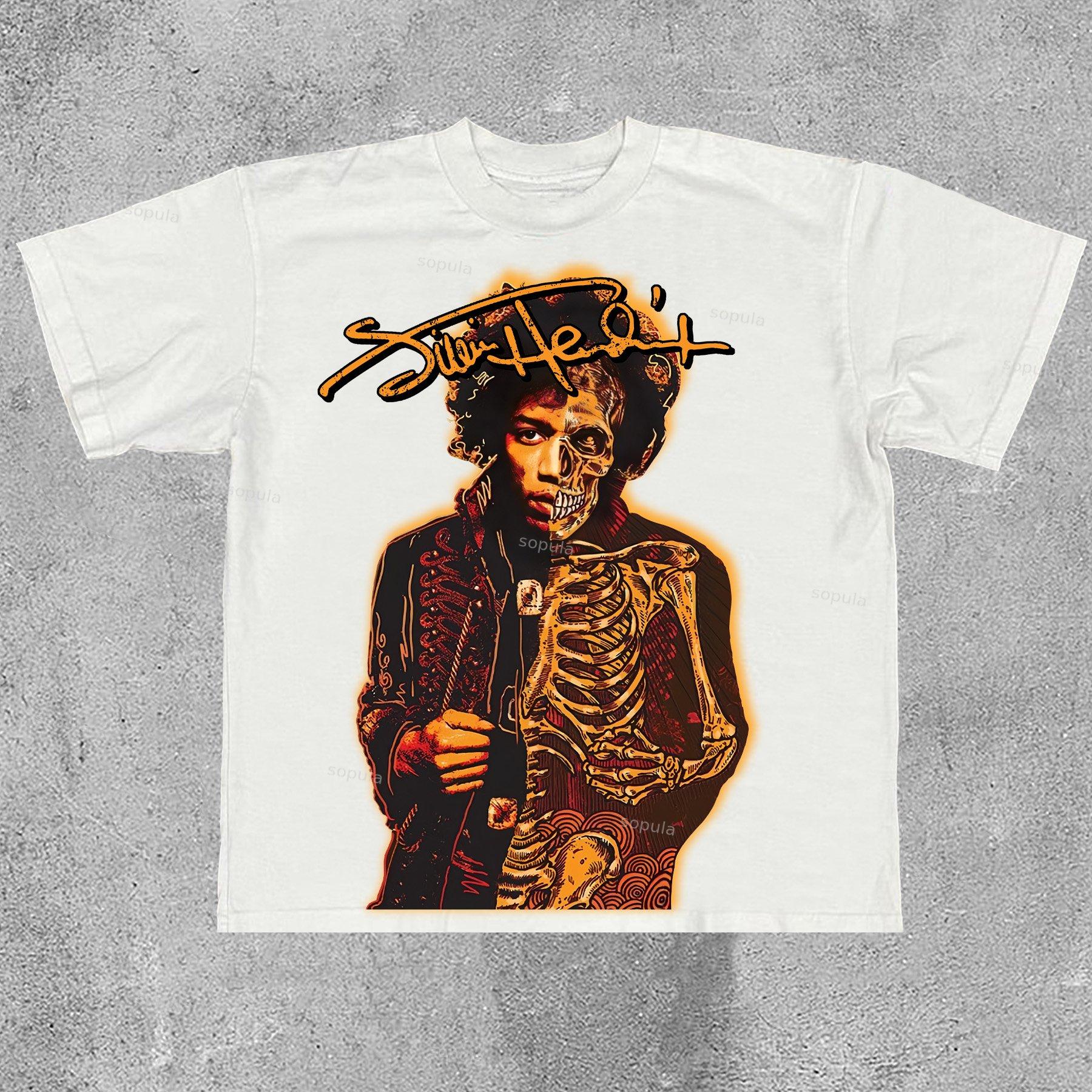 Sopula Jimi Hendrix Print Cotton T-Shirt Product Image